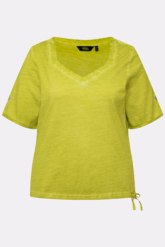 Cold Dyed Sweetheart Neckline Short Sleeve Tee