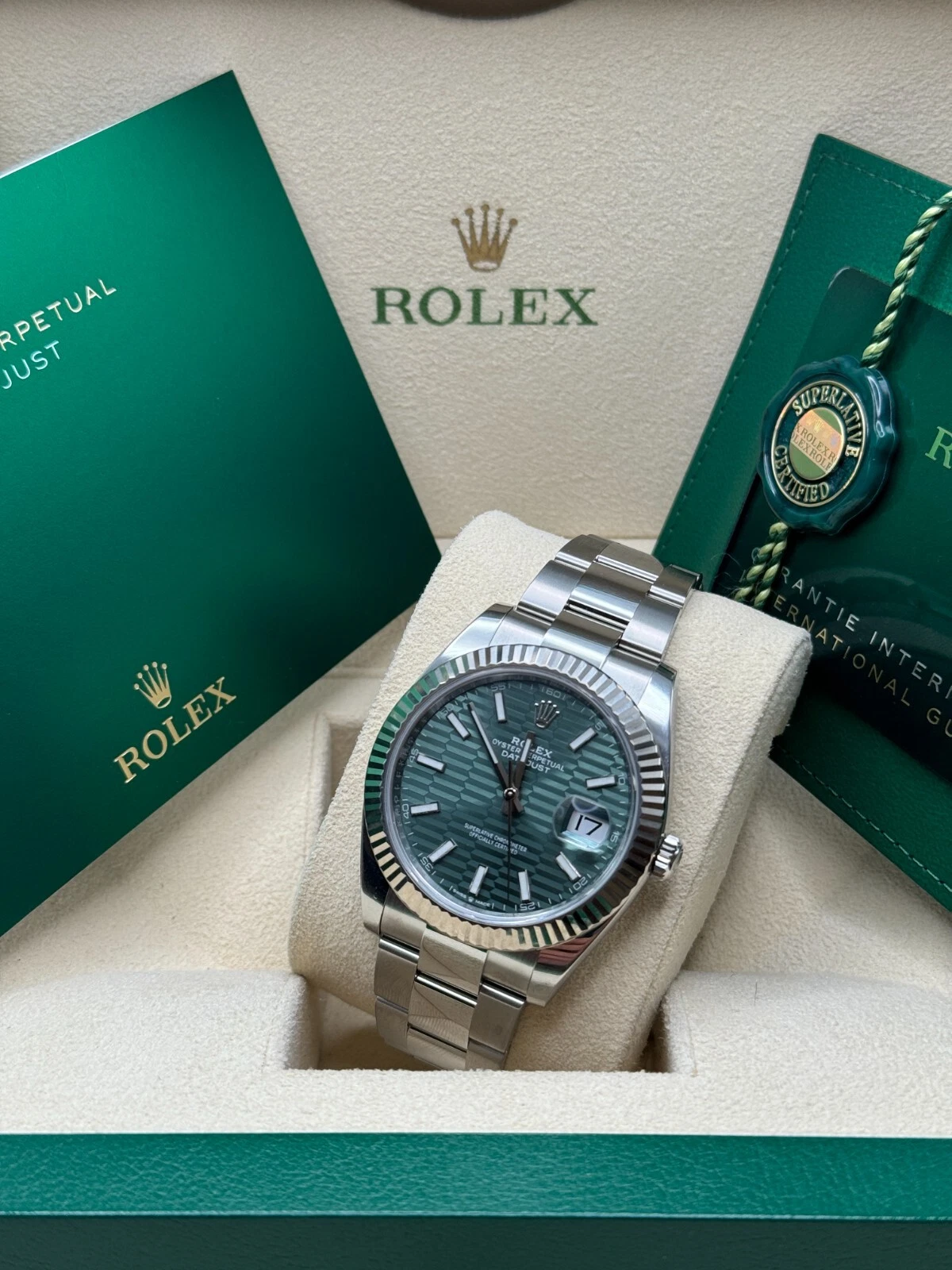 [Super Clone]RLX  Datejust 41mm 126334-0029 Mint Green Fluted Motif Dial Oyster Bracelet