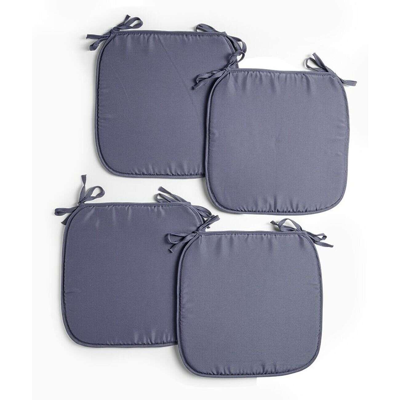 Lot de 4 galettes de chaise 38x38cm polyester gris
