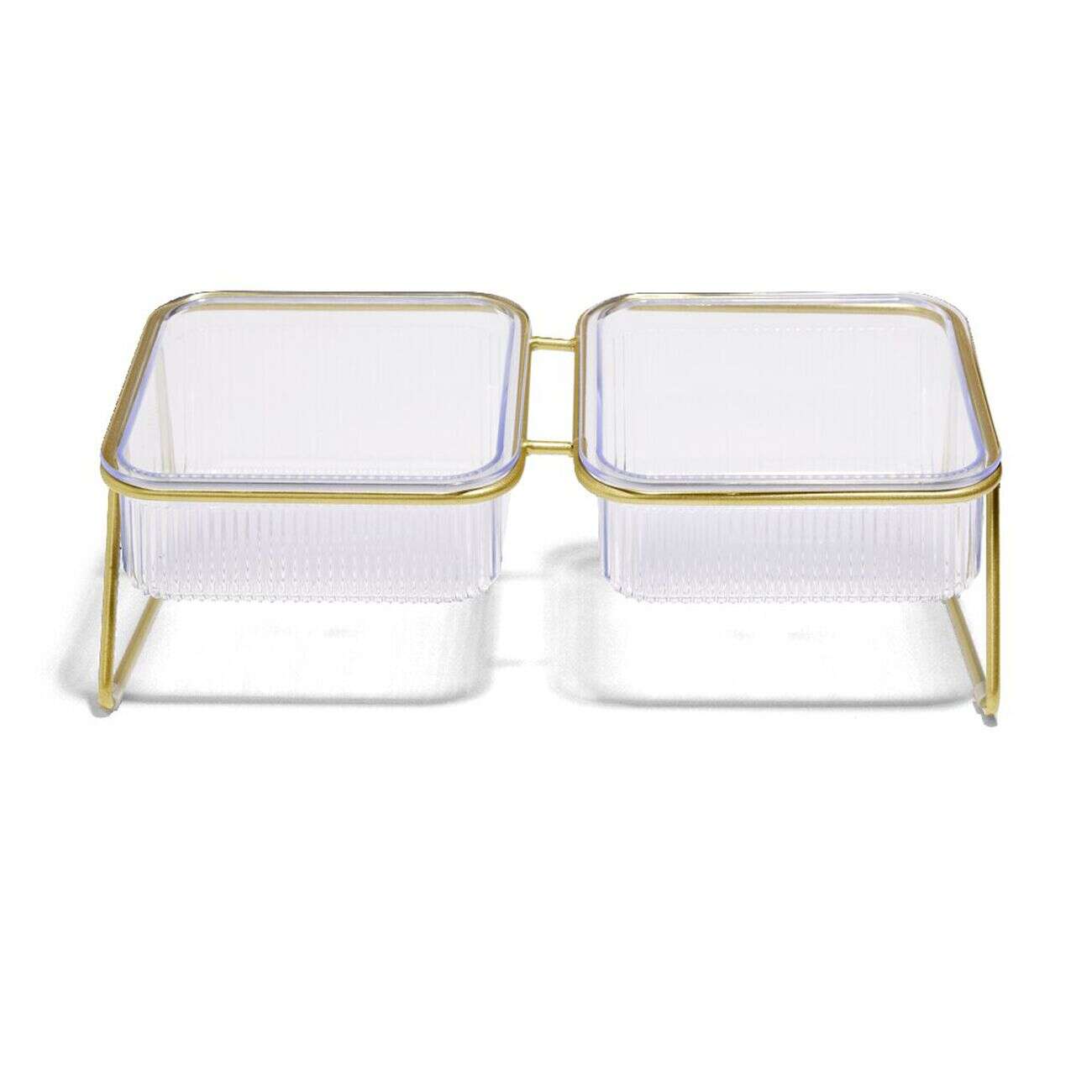 Gamelle double pour chat support métal doré