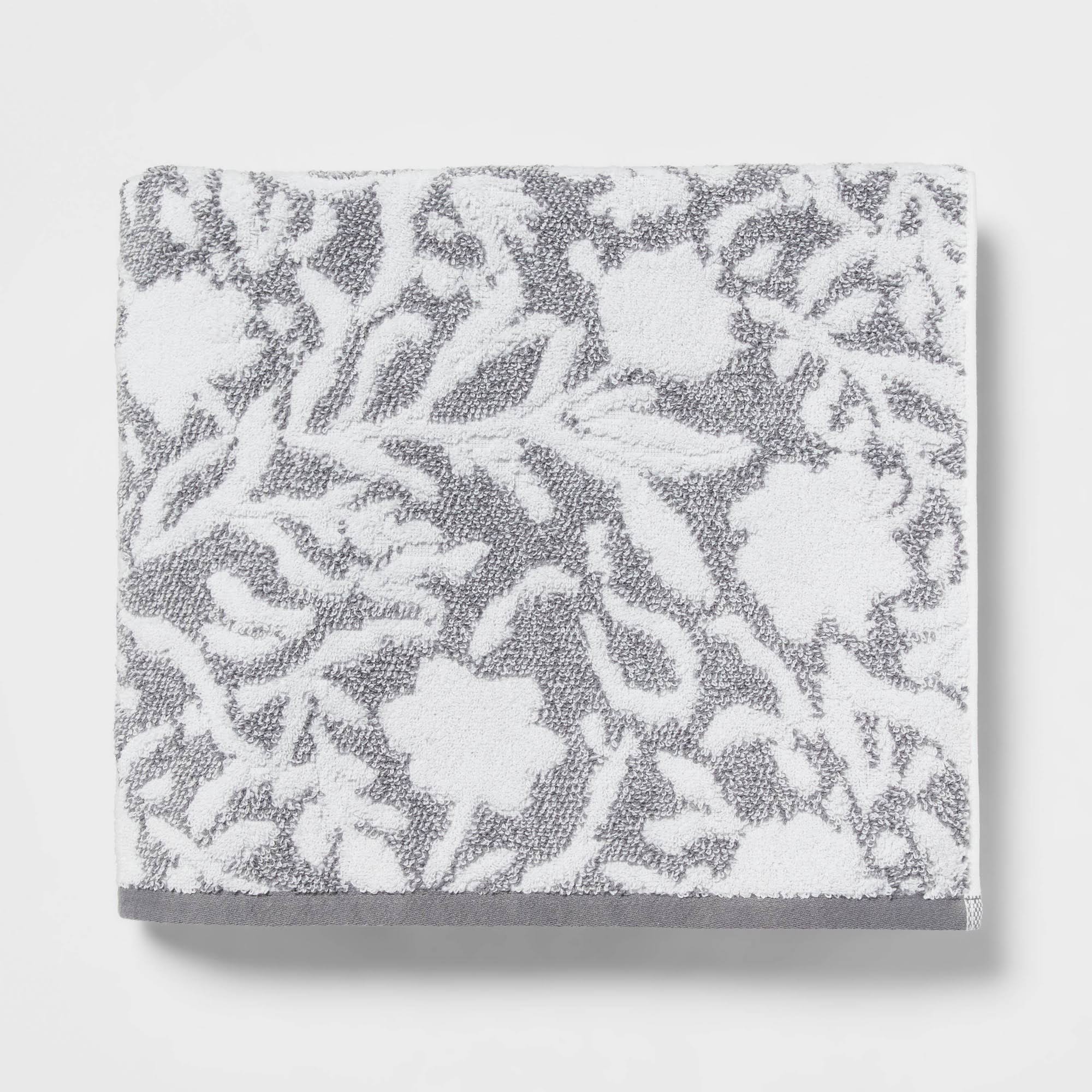 Performance Plus Bath Towel Gray Floral - Threshold