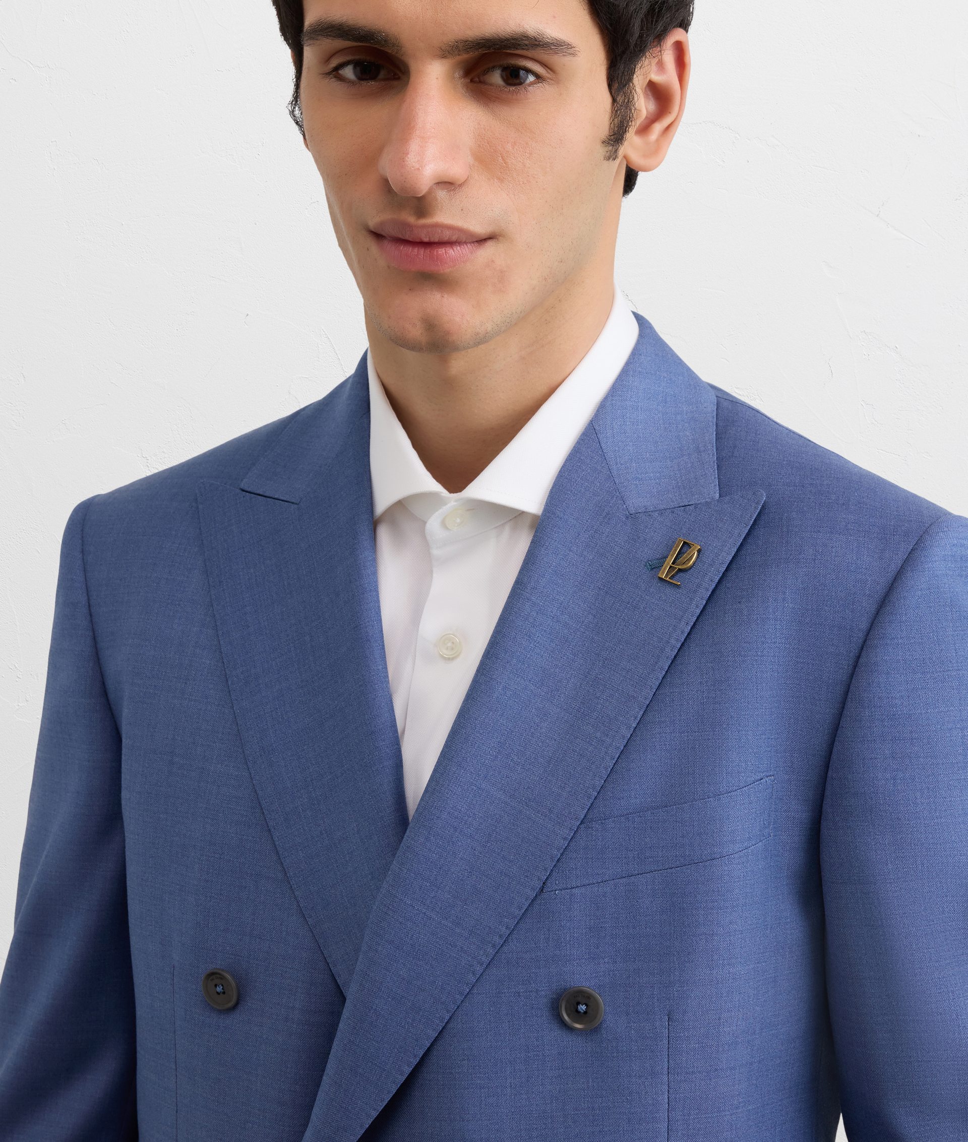 DOUBLE BREASTED JACKET IN PURE BLUE WOOL