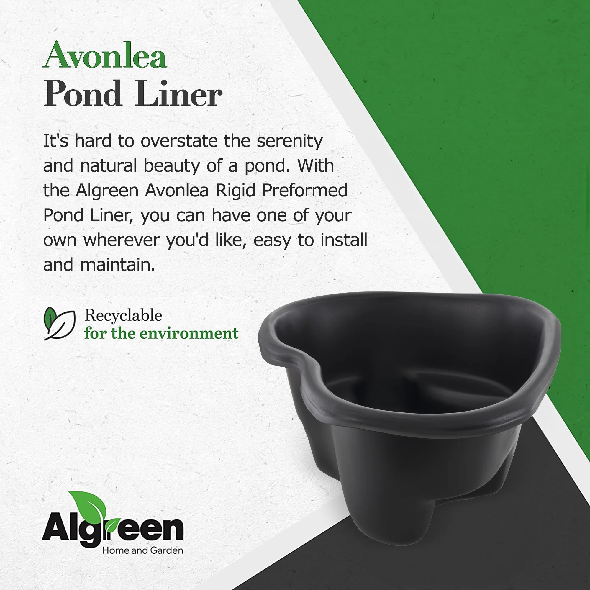 Algreen Rigid Plastic Pond Liner, 33 Gallon Base Accessory for Backyard Ponds - Avonlea