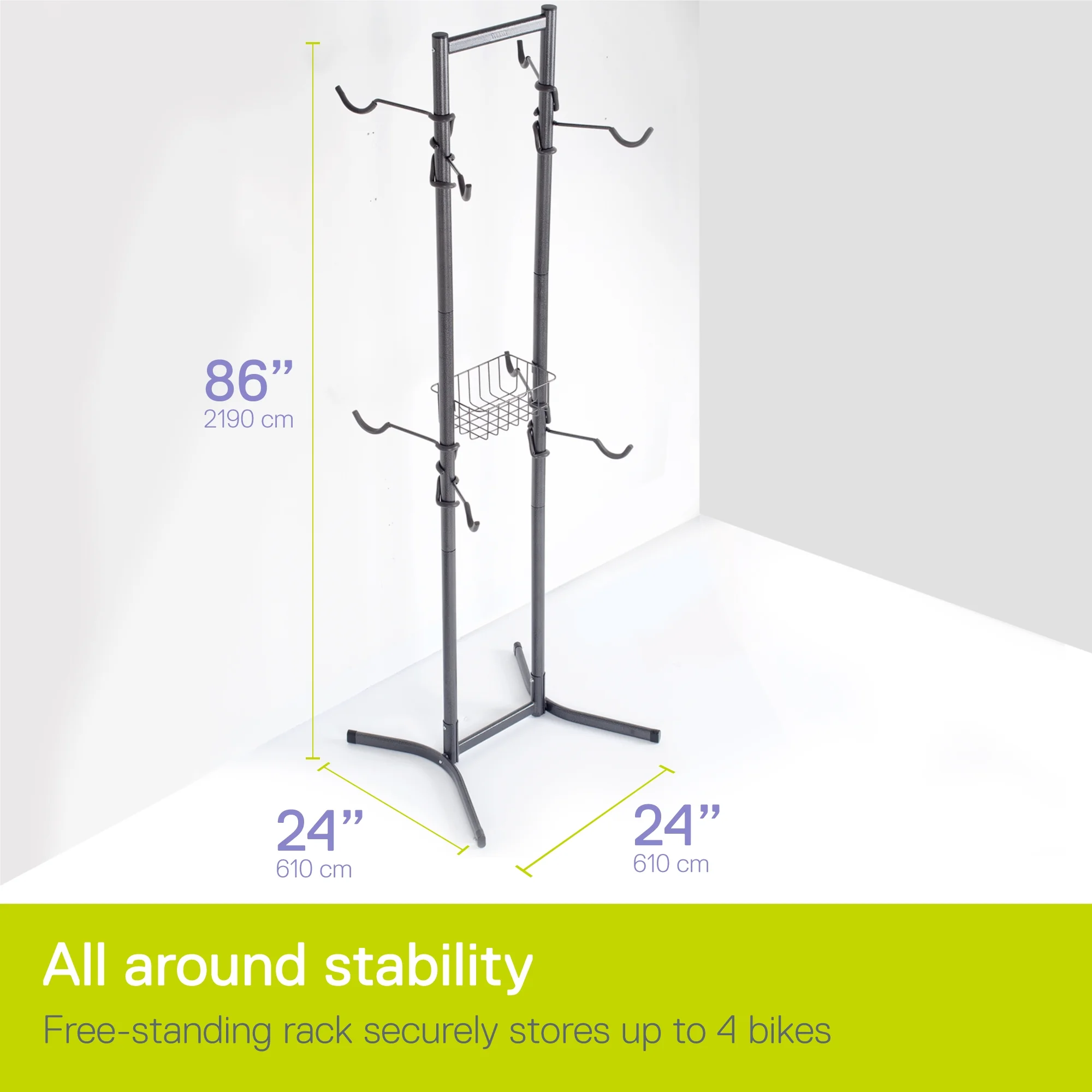 Four Bike Freestanding Bicycles Stand for Indoor Garage - Image 2