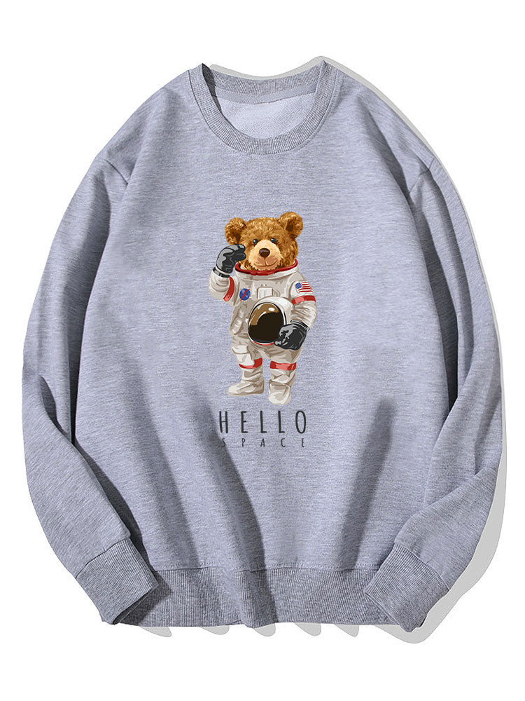 Sweat-shirt en coton imprimé ours astronaute