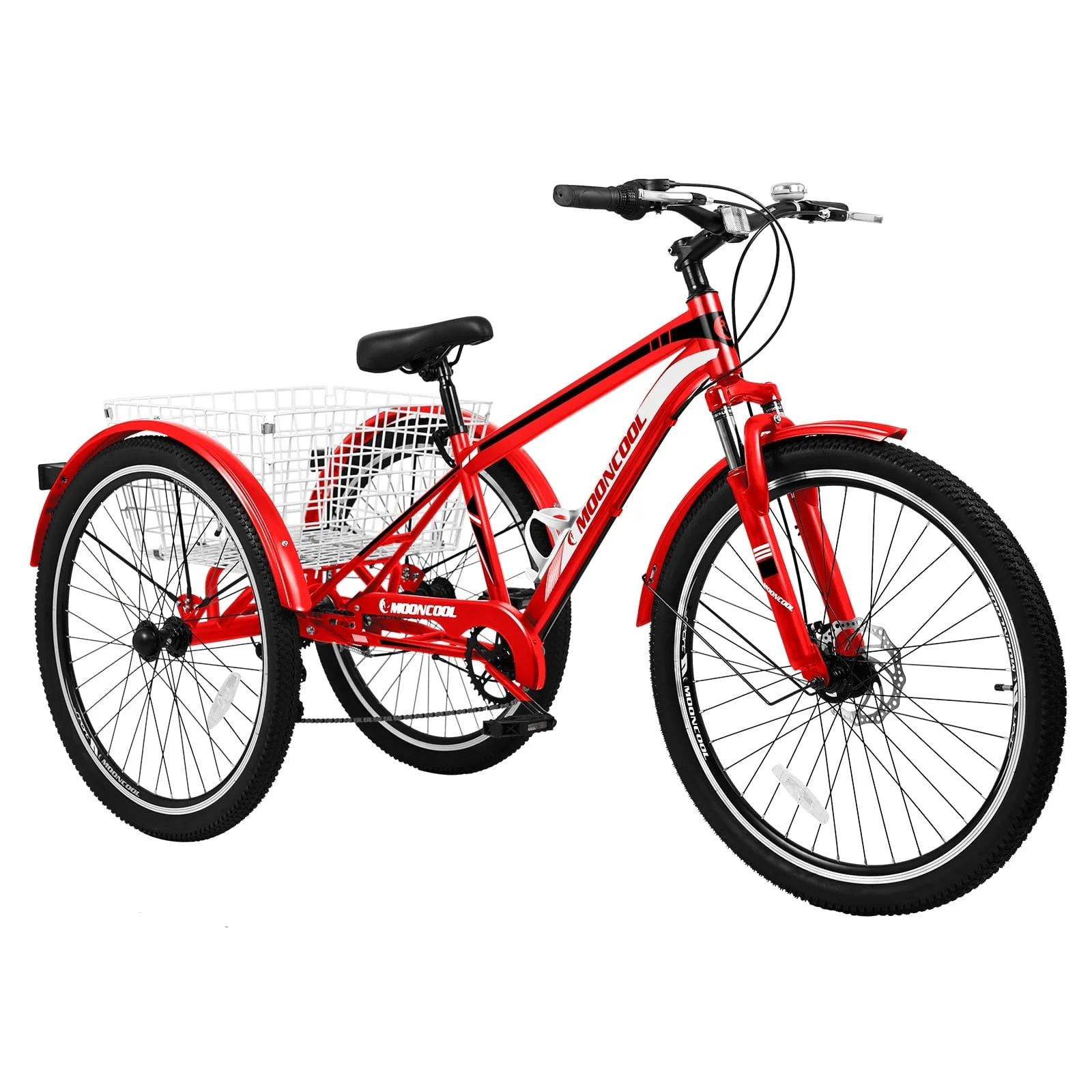 26" Mountain Tricycle, 7 Speed Adult Trikes Shopping Bicycle with Rear Basket,Adult Tricycle - Image 2