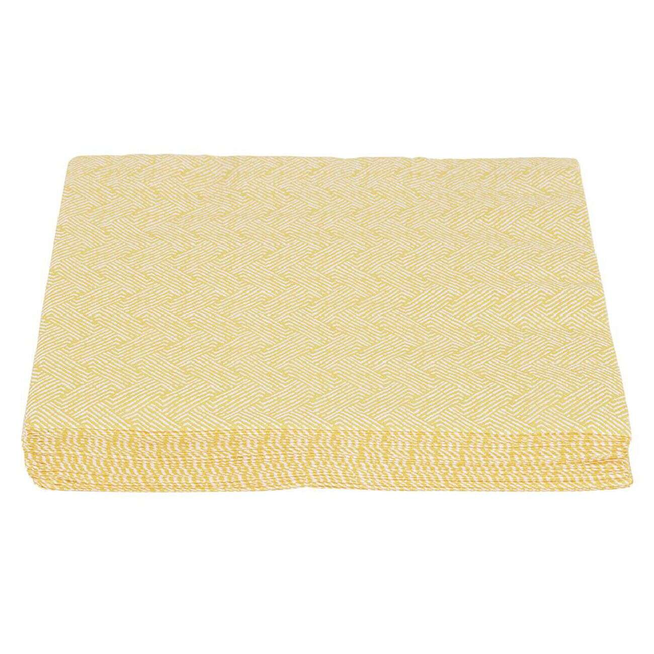Serviette papier motif géométrique blanc et jaune 40x40cm 3 plis x20