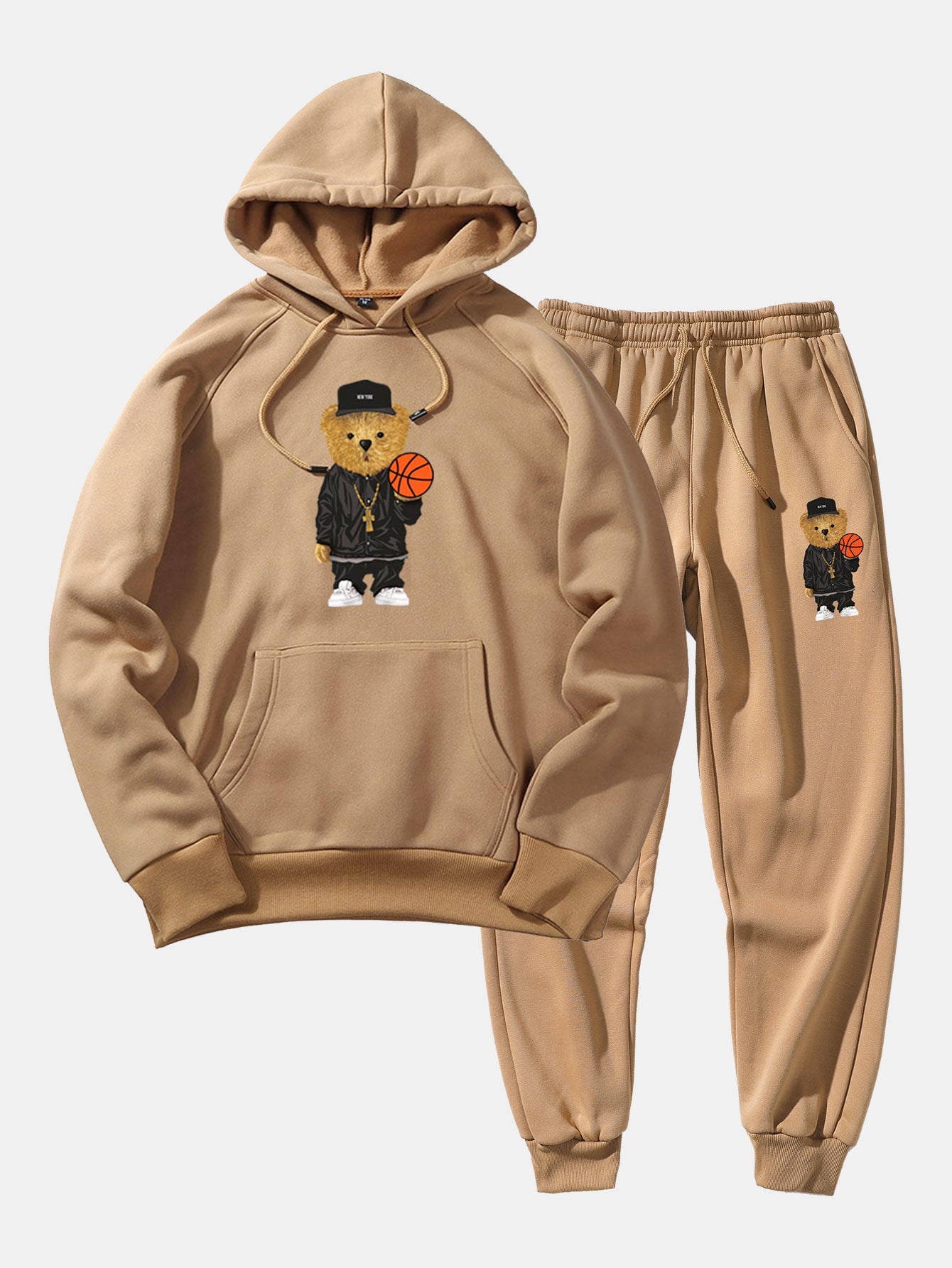 Sweat à capuche et pantalon de jogging imprimé ours basketteur