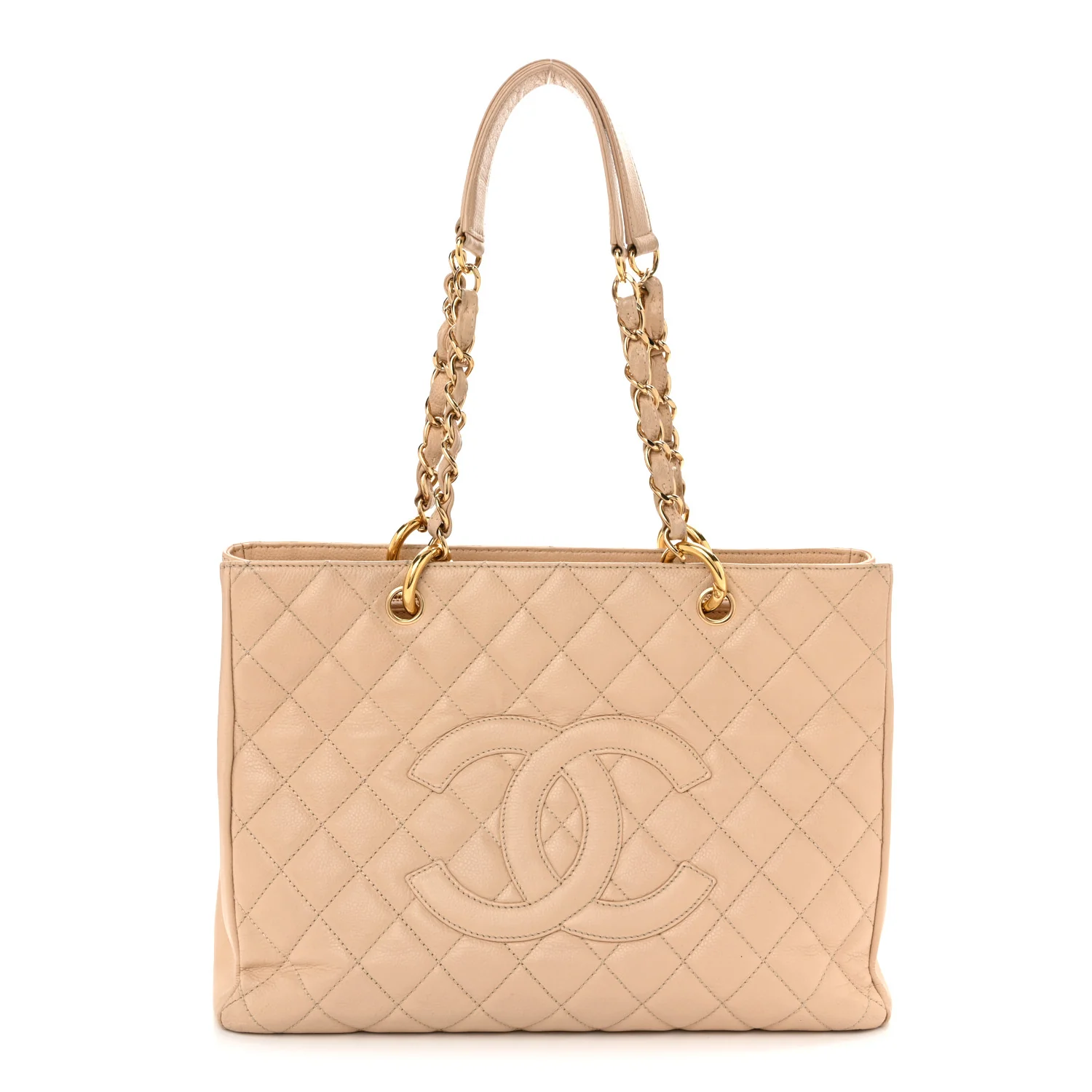 Caviar Quilted Grand Shopping Tote GST Beige Clair