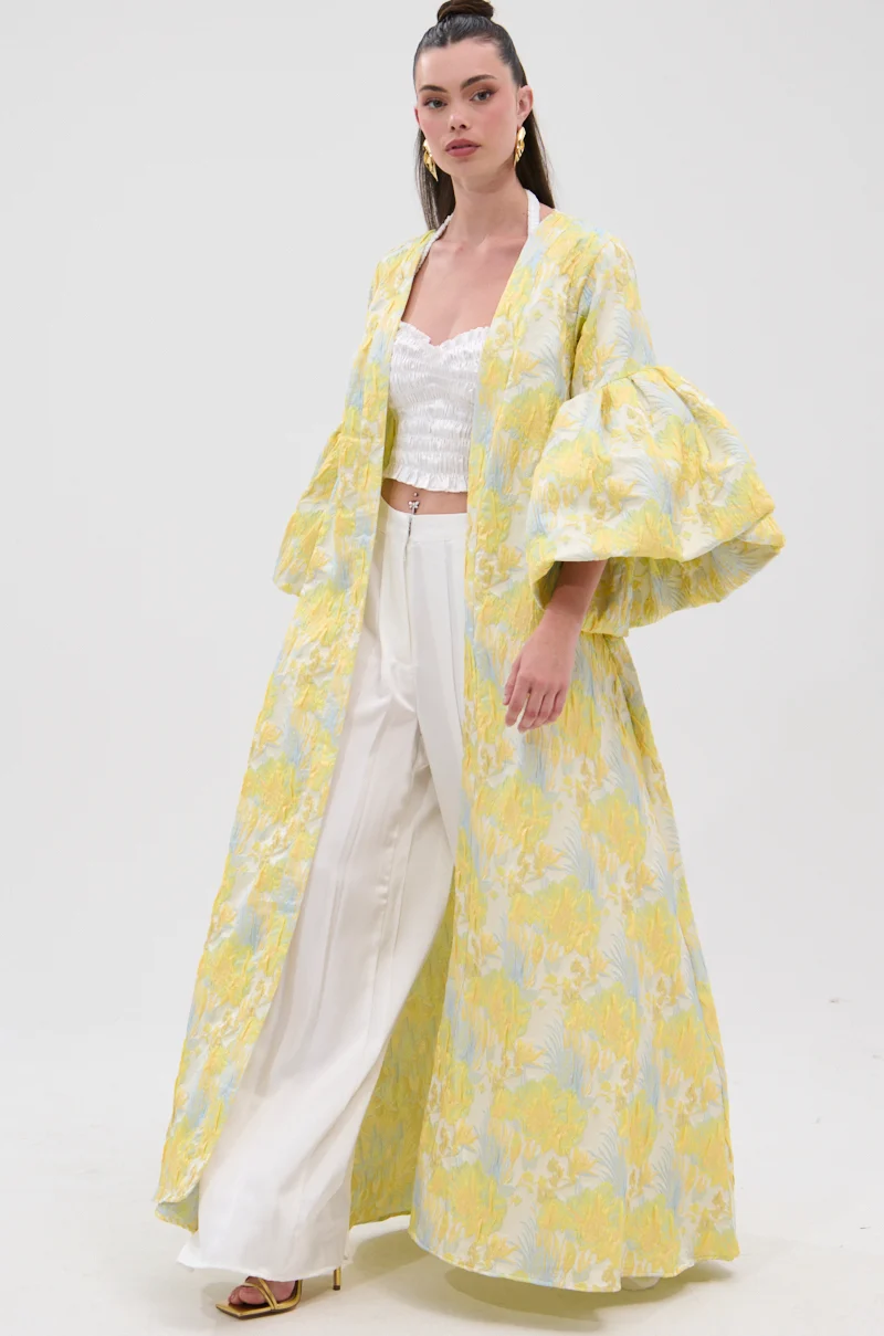 VENICE BROCADE PUFF SLEEVE DUSTER - Akira Store