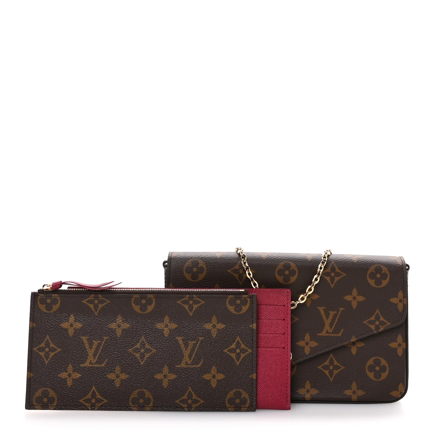Monogram Pochette Felicie Chain Wallet Fuchsia