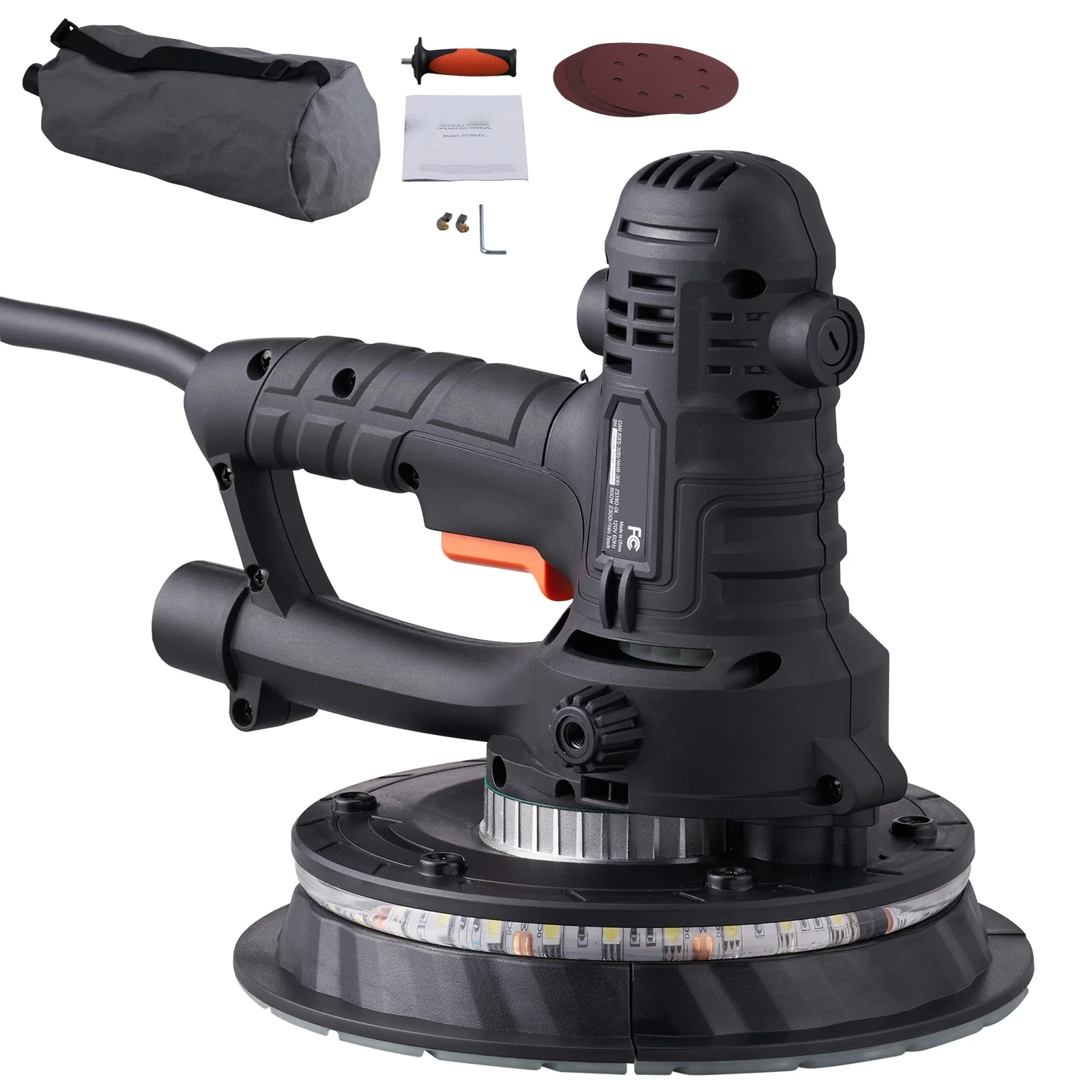 800W Drywall Sander with 12 Sanding Disc 120-Volt 6.5 -Amp Variable Speed Drywall Sander with Dust Management