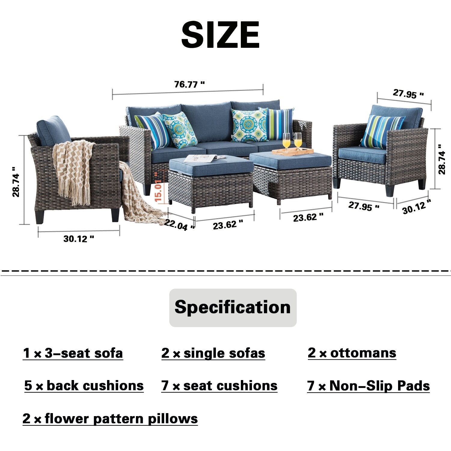 Ensemble de 5 sièges Burhans pour 5 personnes avec coussins ? (Lot de 5)