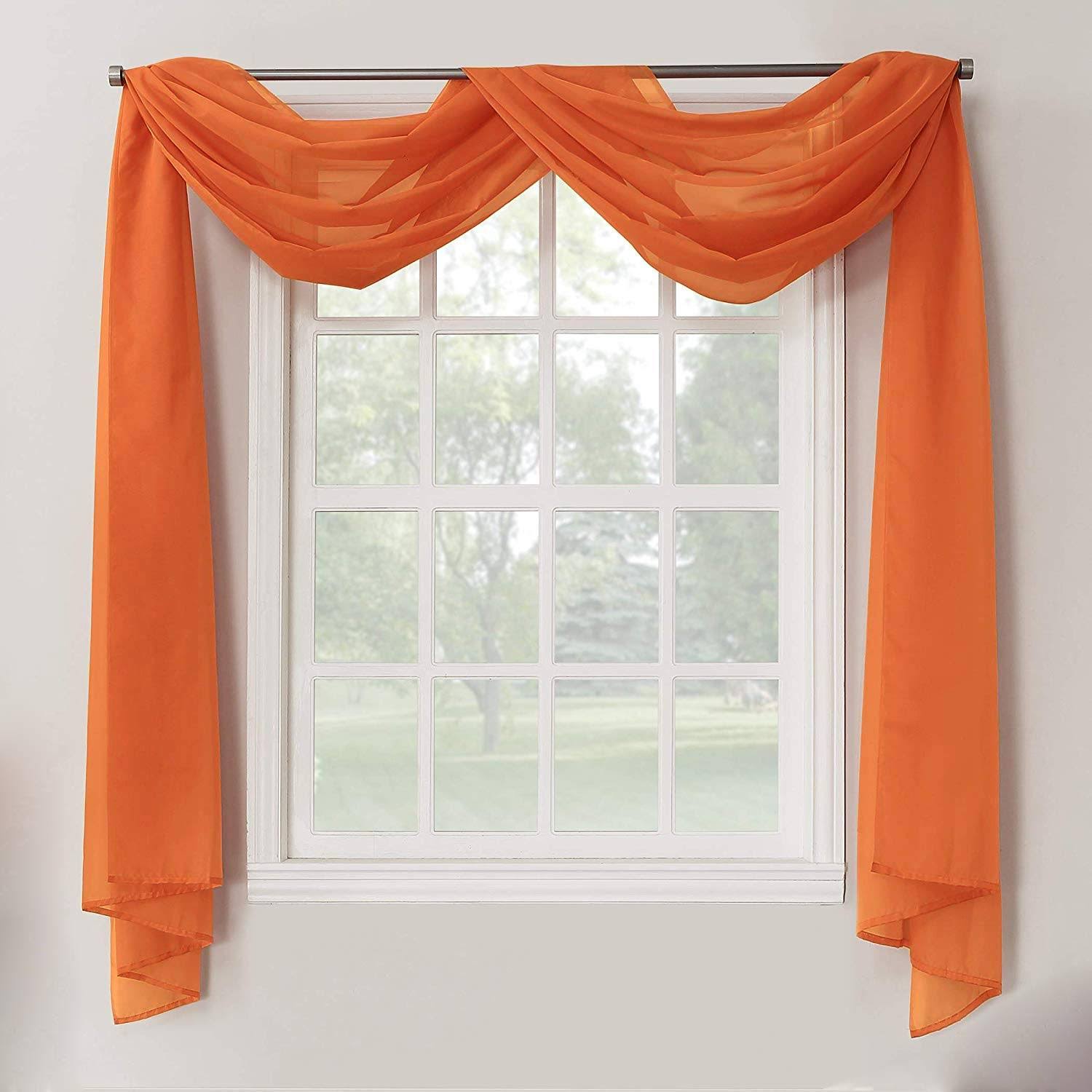 Decotex 1 Piece Sheer Voile Home Decor Fully Hemmed Scarf Valance Swag