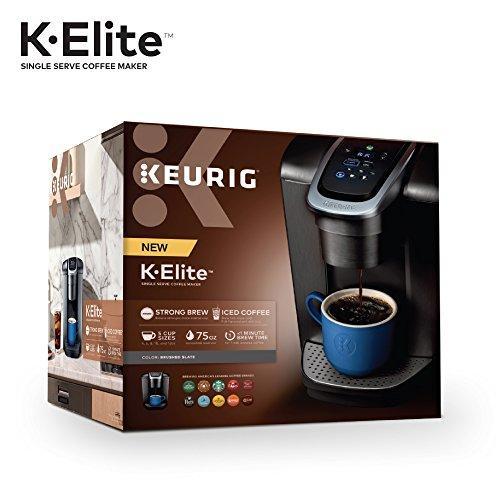 Cafetière Keurig K Elite, machine à café à dosettes K-Cup individuelles, avec possibilité de préparer du café glacé, finition ardoise brossée