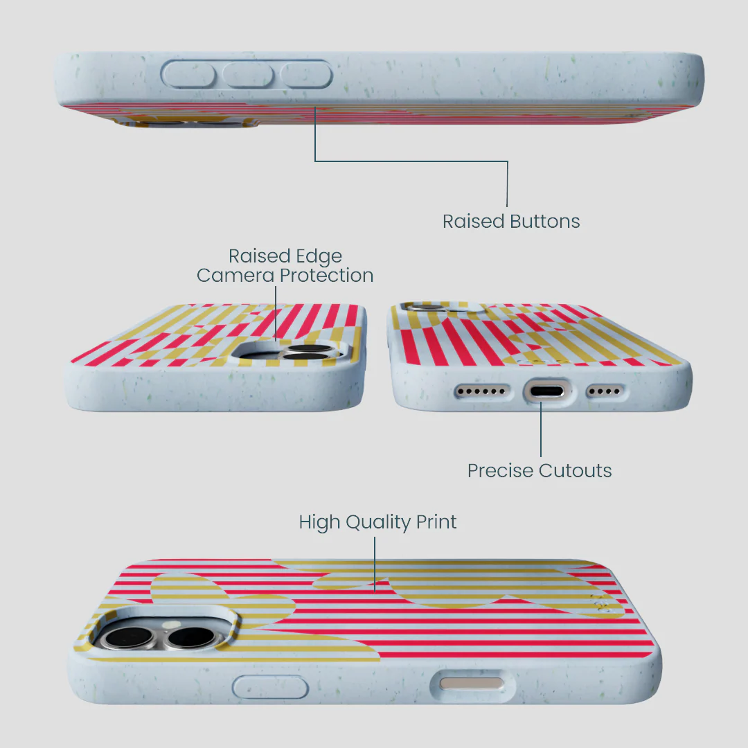 Powder Blue Blooming Stripes iPhone 16 Plus Case