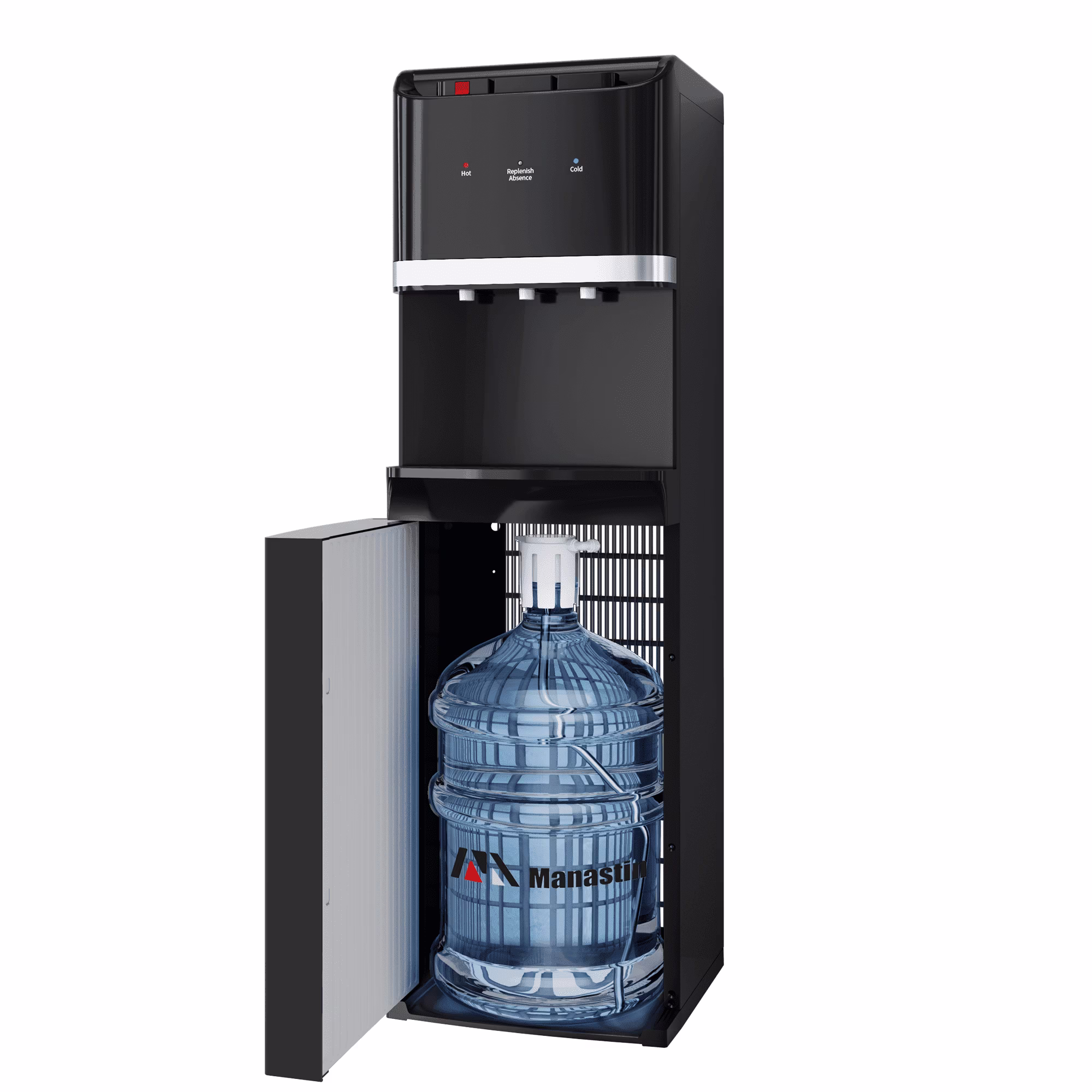Manastin Bottom Loading Water Cooler Dispenser for 3 - 5 Gallon Bottles, Stainless Steel Water Cooler with 3 Temperature Settings - Hot, Cold & Room Water, Ideal Design for Home & Office