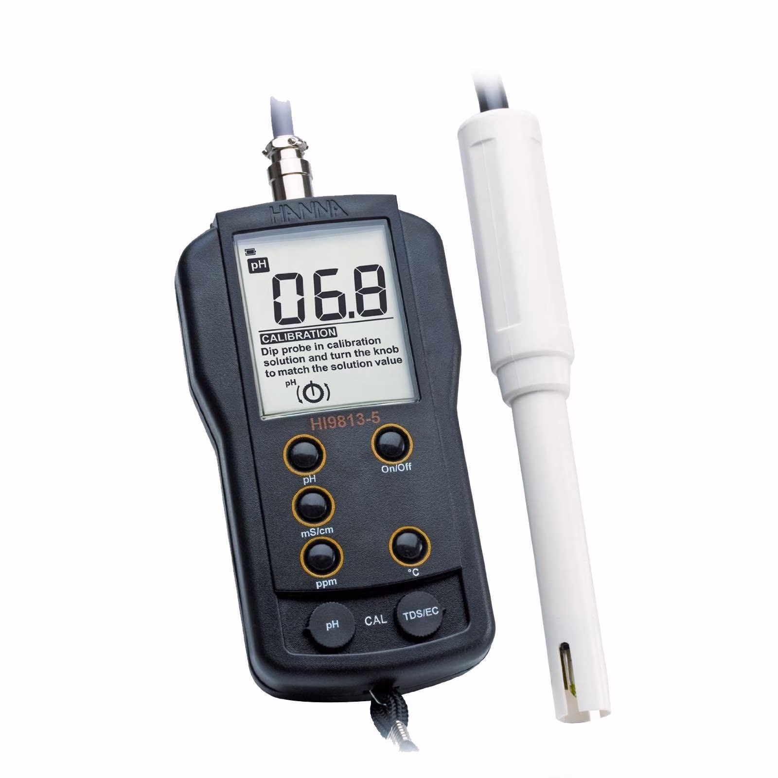 Hanna Instruments Grochek Ph/EC/TDS/C Portable Meter Tester W/ Probe | HI9813 - 5N