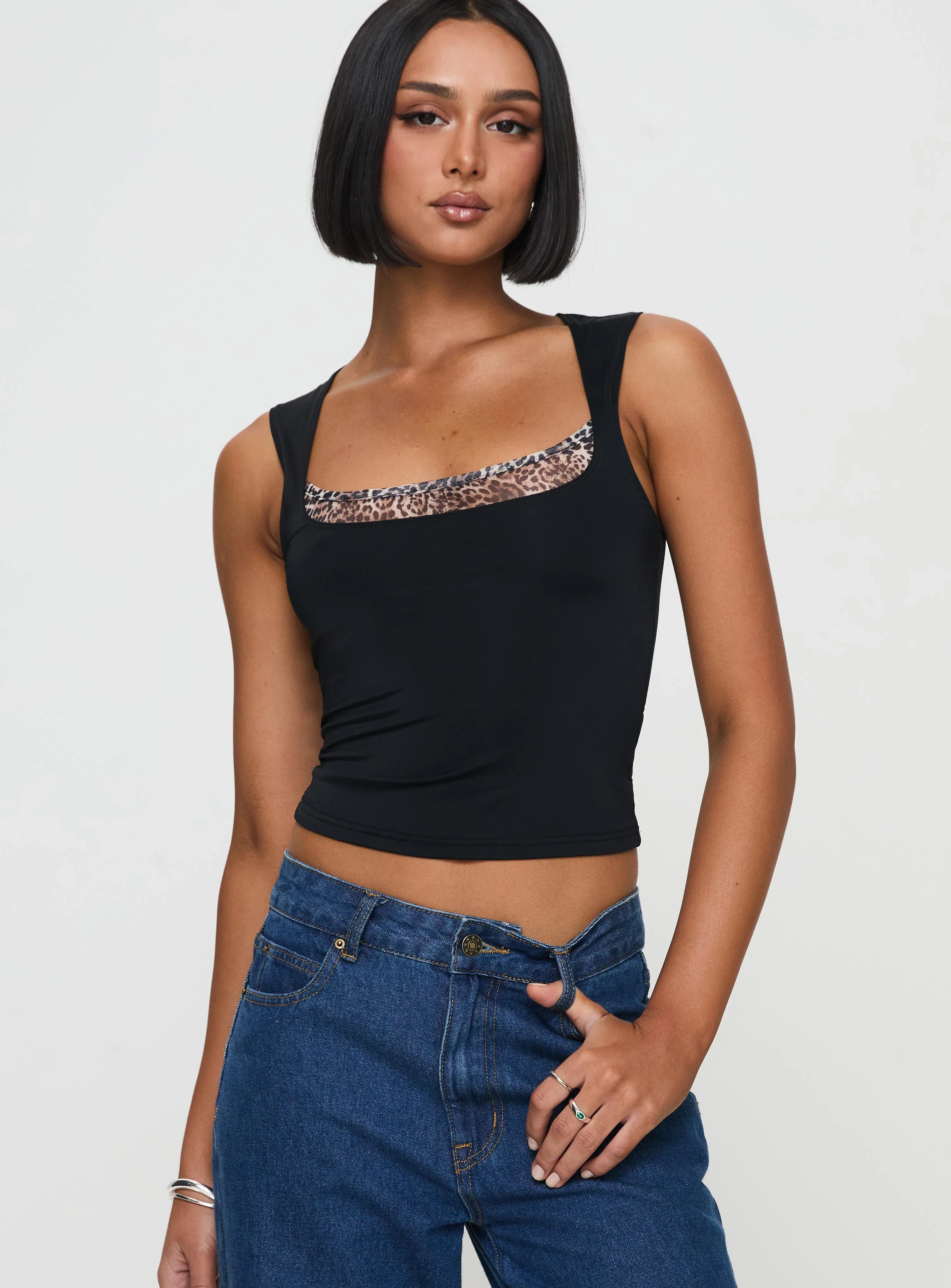 Xandi Top Black Leopard