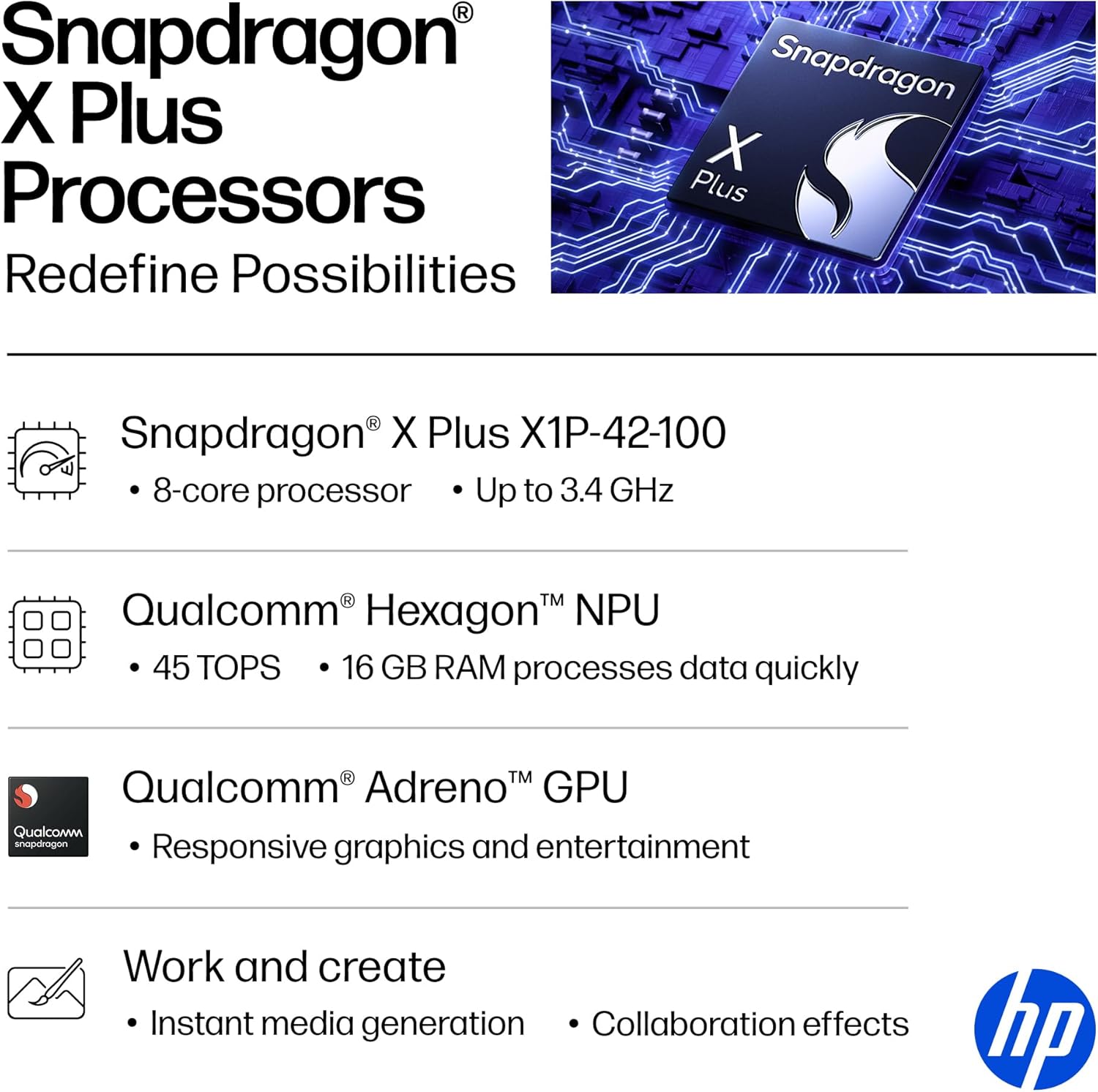 HP OmniBook 5 14 inch Next Gen AI PC  OLED Display  Snapdragon X Plus X1P-42-100  16 GB RAM  1 TB SSD  Qualcomm Adreno GPU  Windows 11 Home  Glacier Silver  14-he0099nr