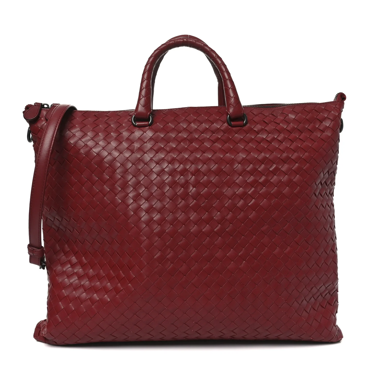 Nappa Intrecciato Medium Convertible Tote Burgundy