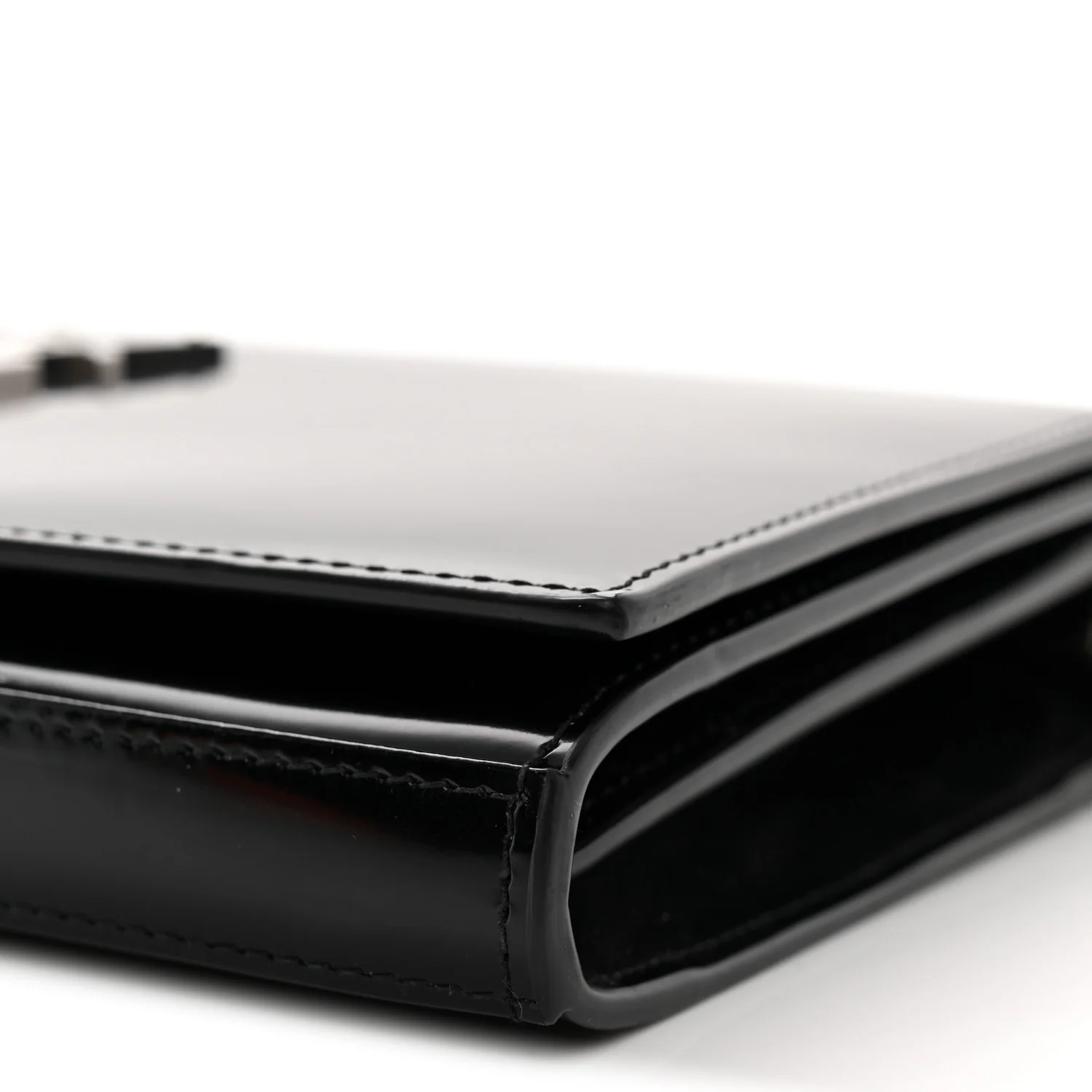 Glazed Calfskin Cassandre Wallet On Chain WOC Black