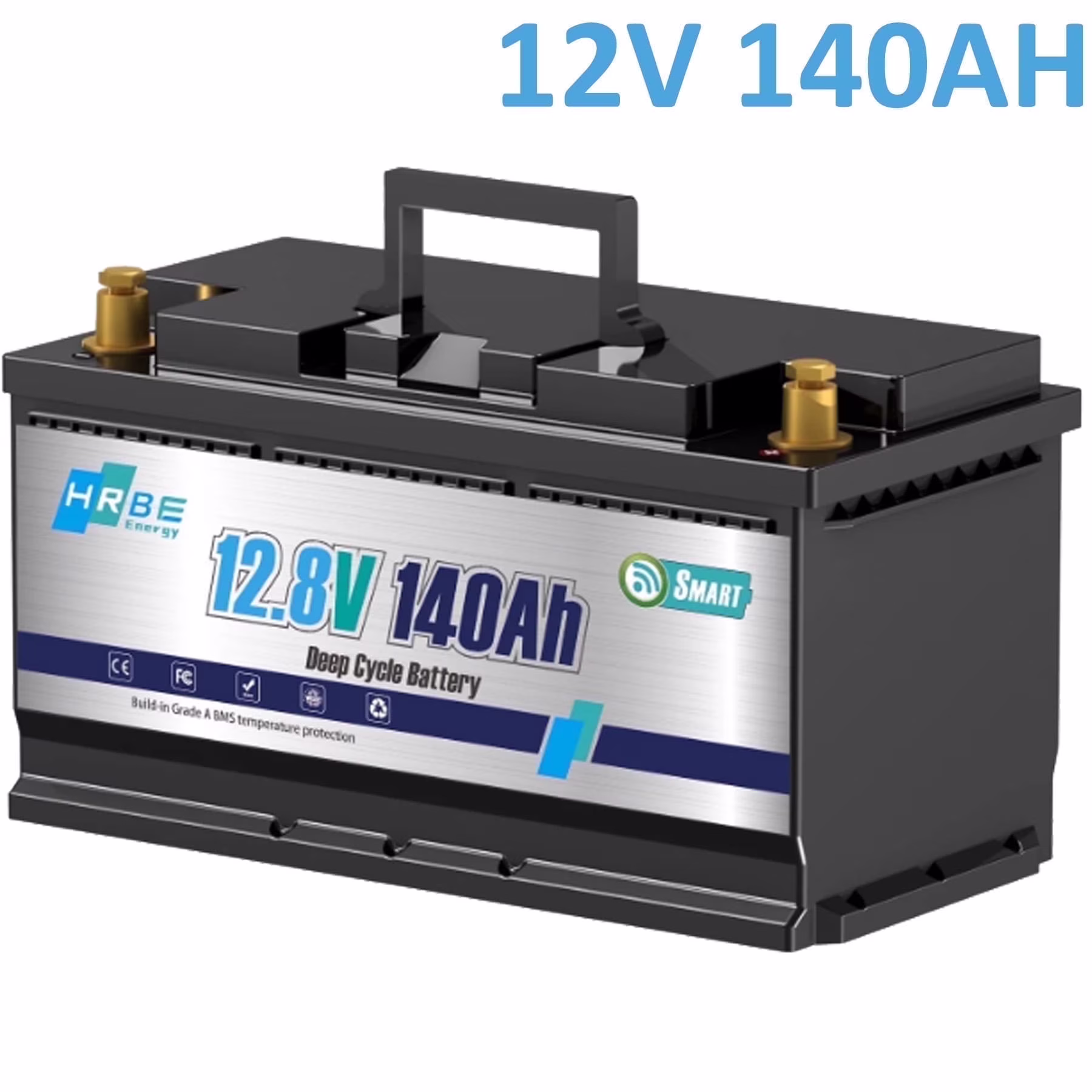 12V 140Ah Lithium LiFePO4 Battery Bluetooth,Smart 100A BMS, for RV,Trolling Motor,Solar,Marine,Boat,Camping,Backup Power,15000+Deep Cycles