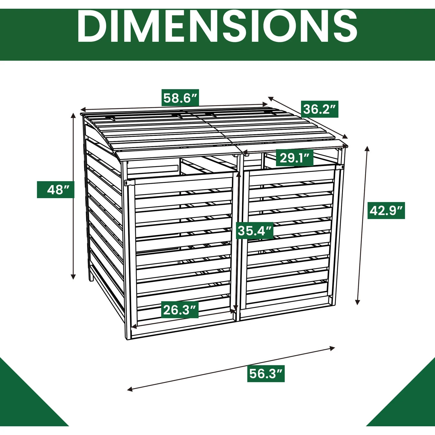 Hanover Outdoor 4.9 Ft. x 4 Ft. Wooden Trash Bin and Recyclables Storage Shed - HANWS0103 - NAT