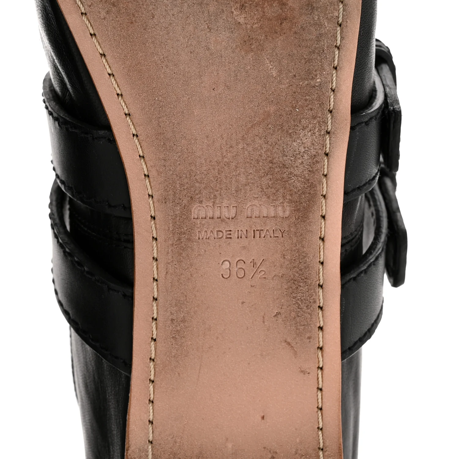 Nappa Vitello Nevada Double Buckle Ballerina Flats 36.5 Black