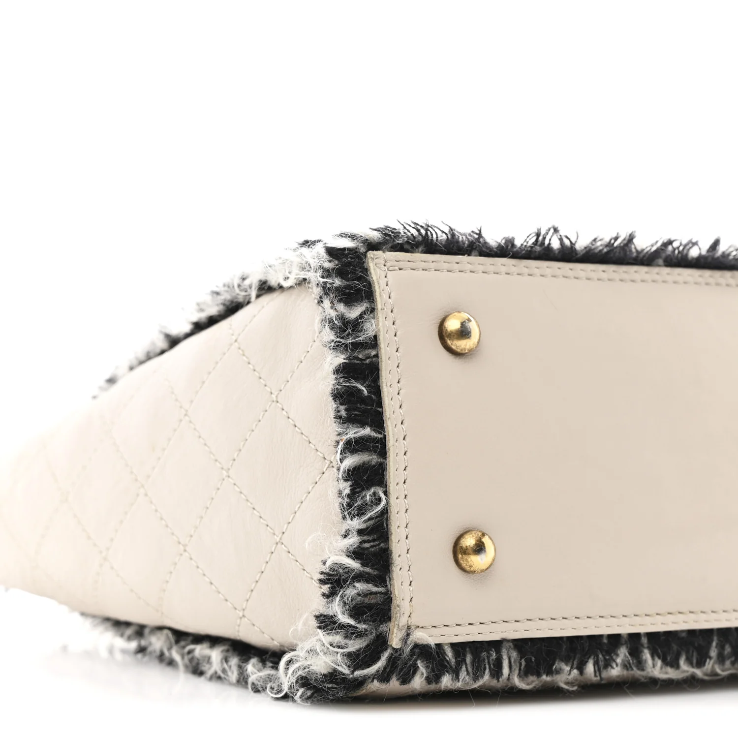 Tweed Calfskin Tweedy Shopping Tote Beige