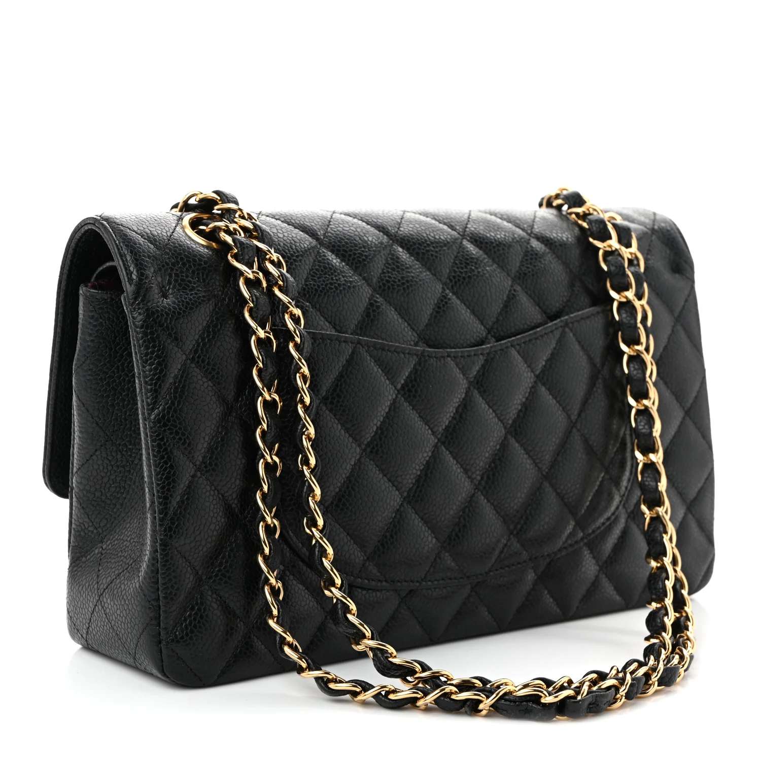 Caviar Quilted Medium Double Flap Black