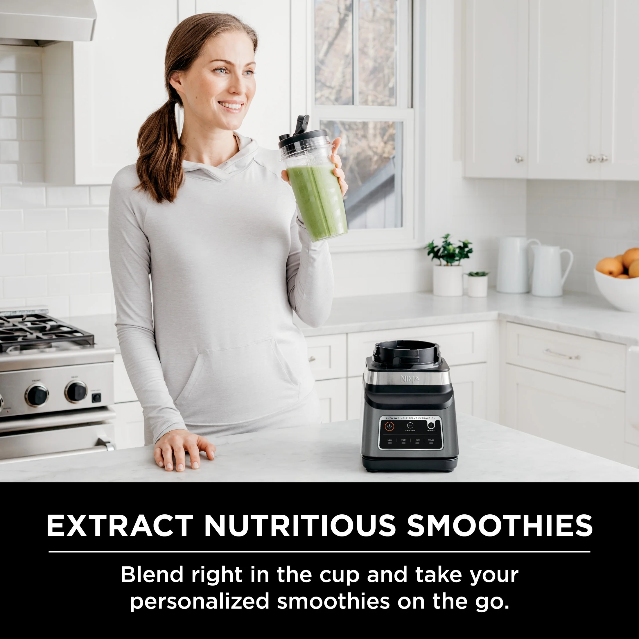 Professional Plus DUO Blender, 1400 W, 2 Auto-IQ Programs for Smoothies, Nutrient Extraction, 72 oz* Total Crushing Pitcher (1) 24 oz To-Go Cup, Black, BN750 - Image 4