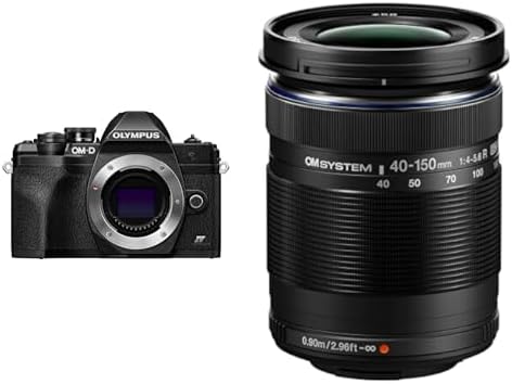 Bundle of OM SYSTEM Olympus E-M10 Mark IV Black Micro Four Thirds System Camera 20MP Sensor 5-Axis Image Stabilization 4K Video Wi-Fi + M.Zuiko Digital 40-150mm F4.0-5.6 R Black  3.75x Zoom Lens