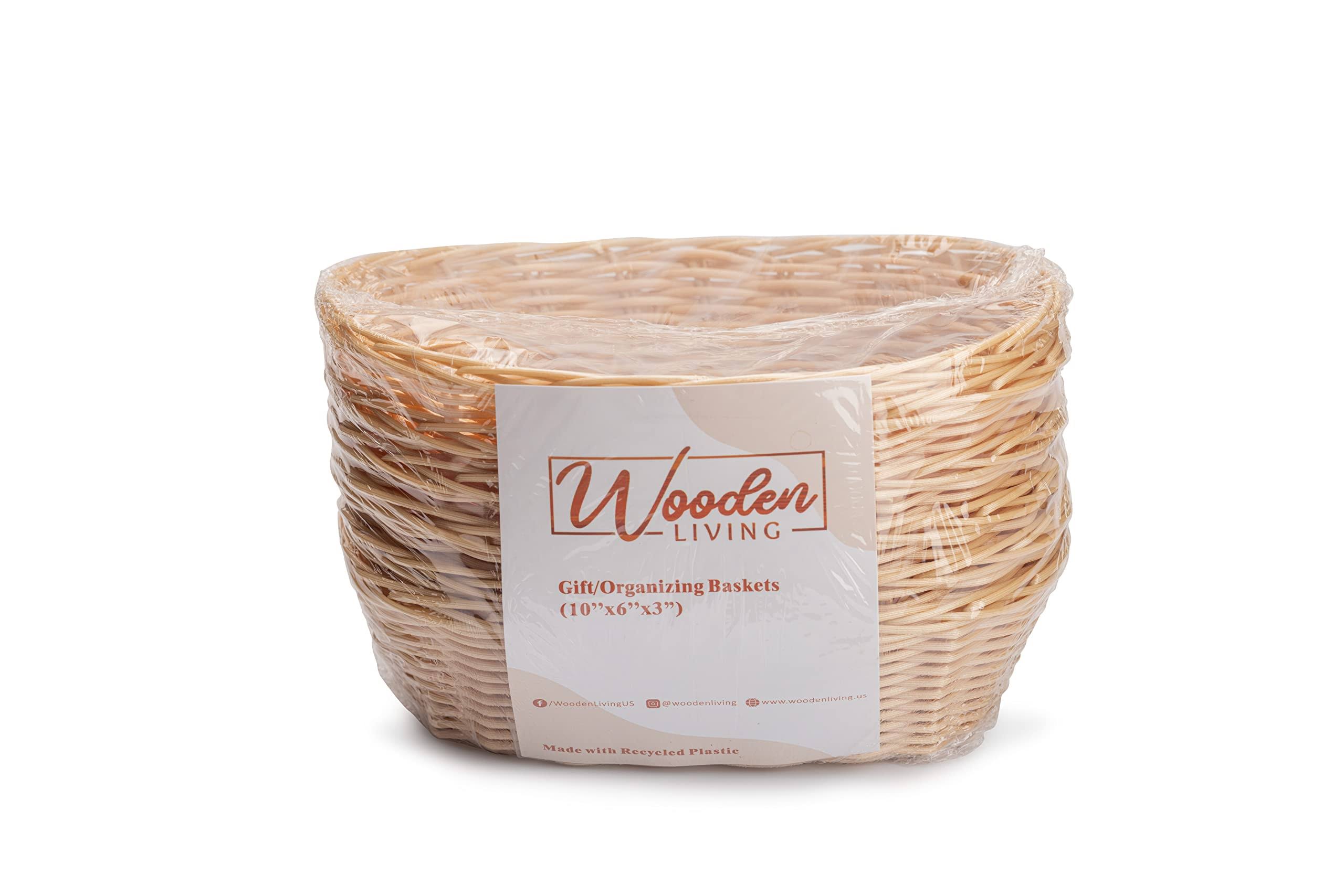 Baskets for Gifts Empty, Small Gift Basket | for Bread, Easter Fill, Montessori, Serving, Holiday/Christmas | Recycled Plastic Woven Wicker, Bulk