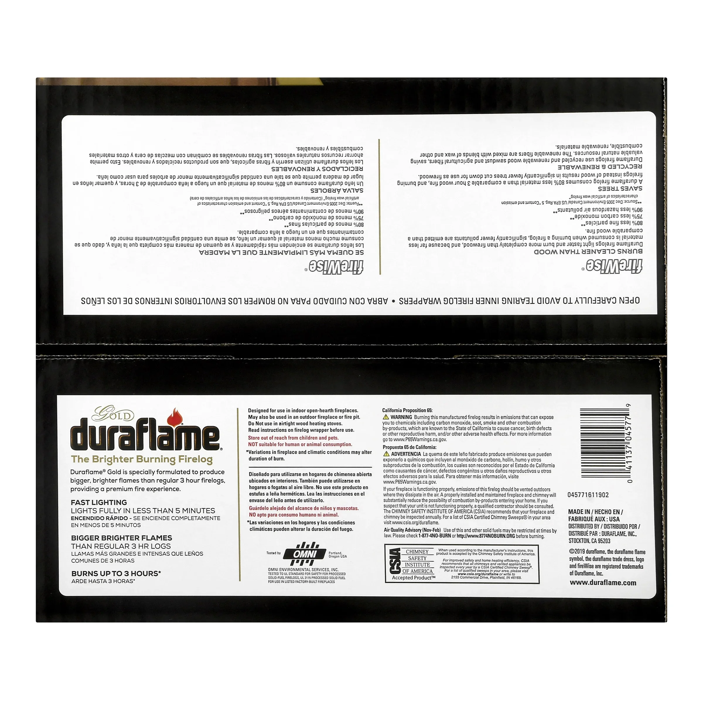 Gold Ultra Premium 4.5lb Firelogs, 6-Pack Case, 3 Hour Burn