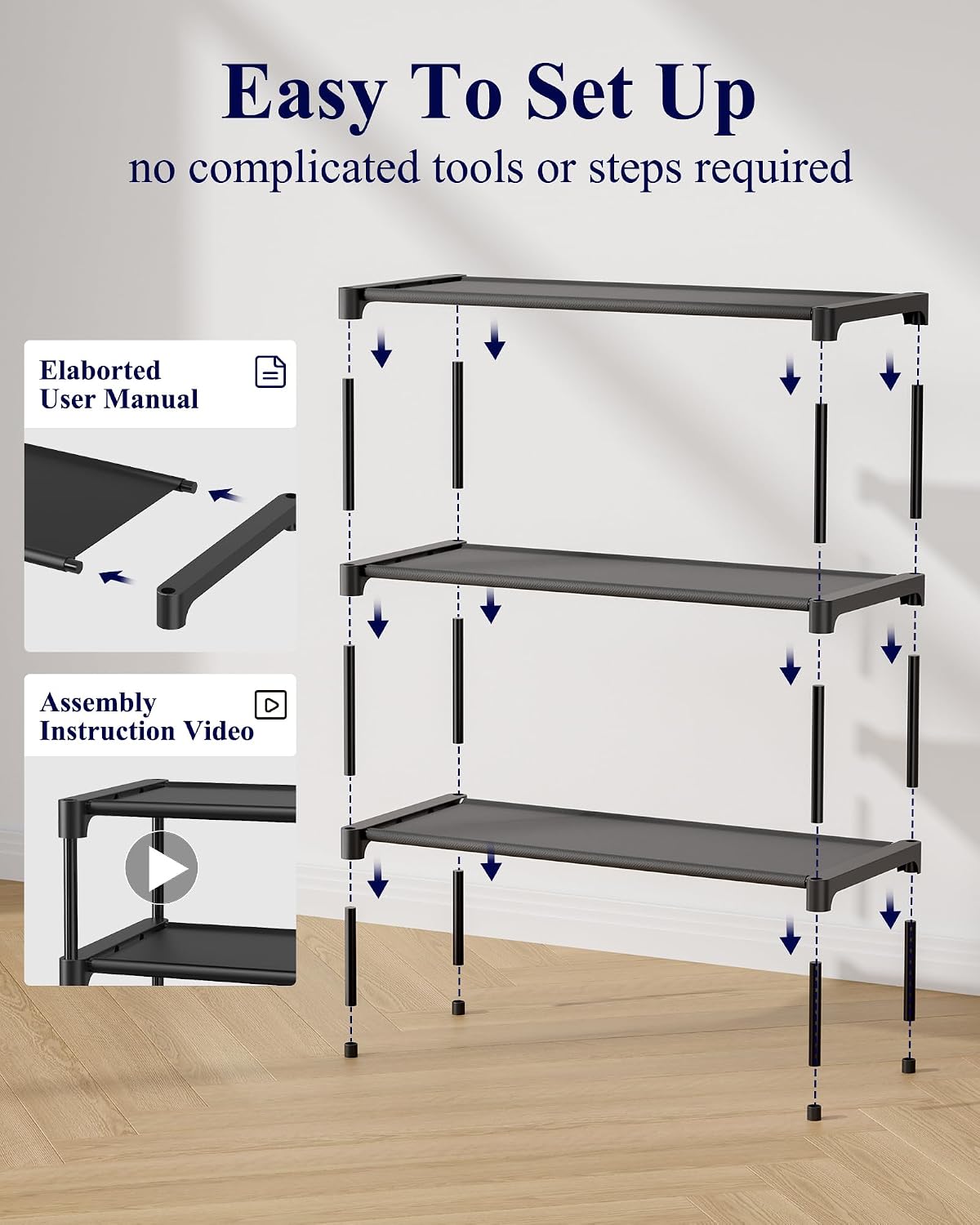 Kitsure Shoe Rack - Non-Woven Shoe Rack Shelf, 27.5