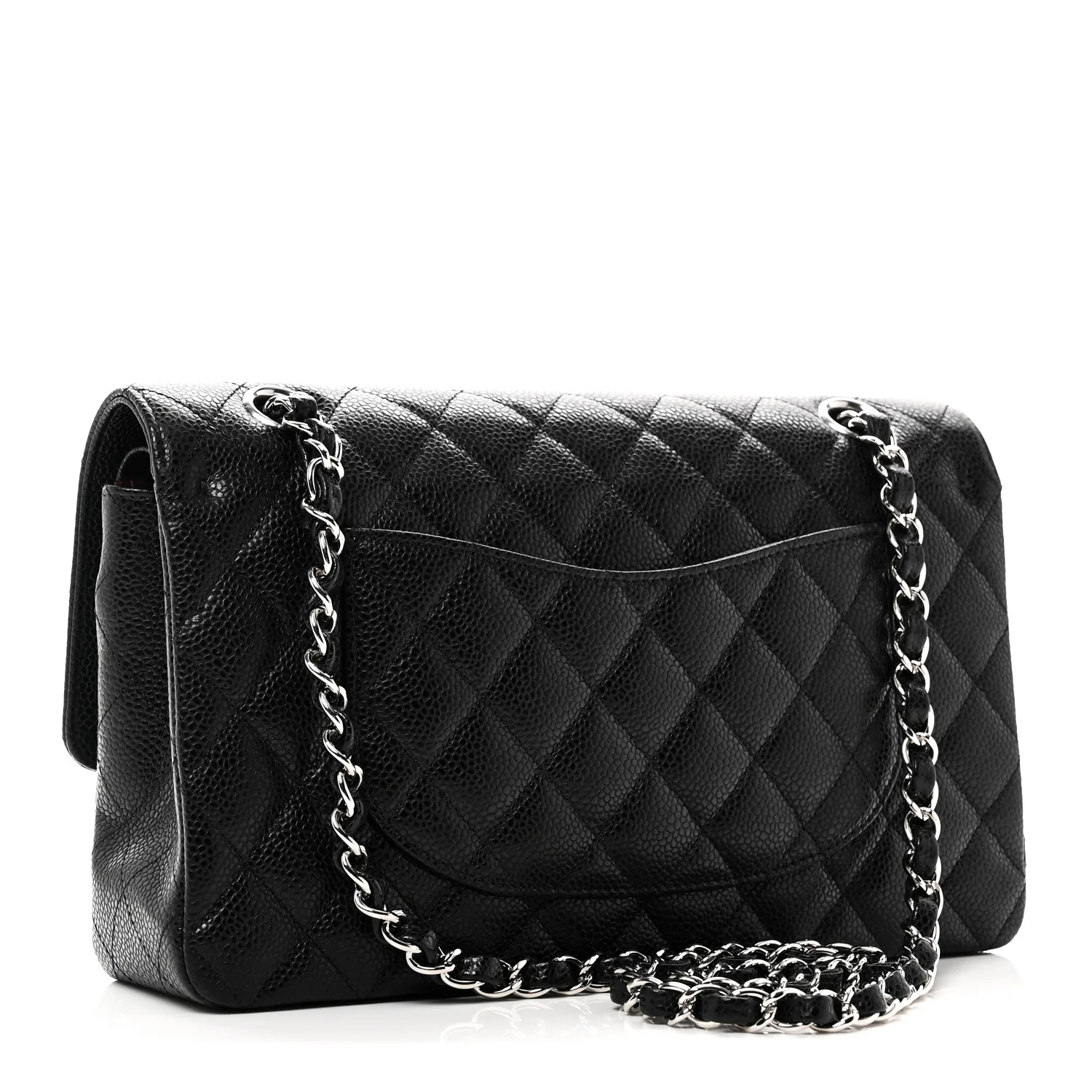 Caviar Quilted Medium Double Flap Black