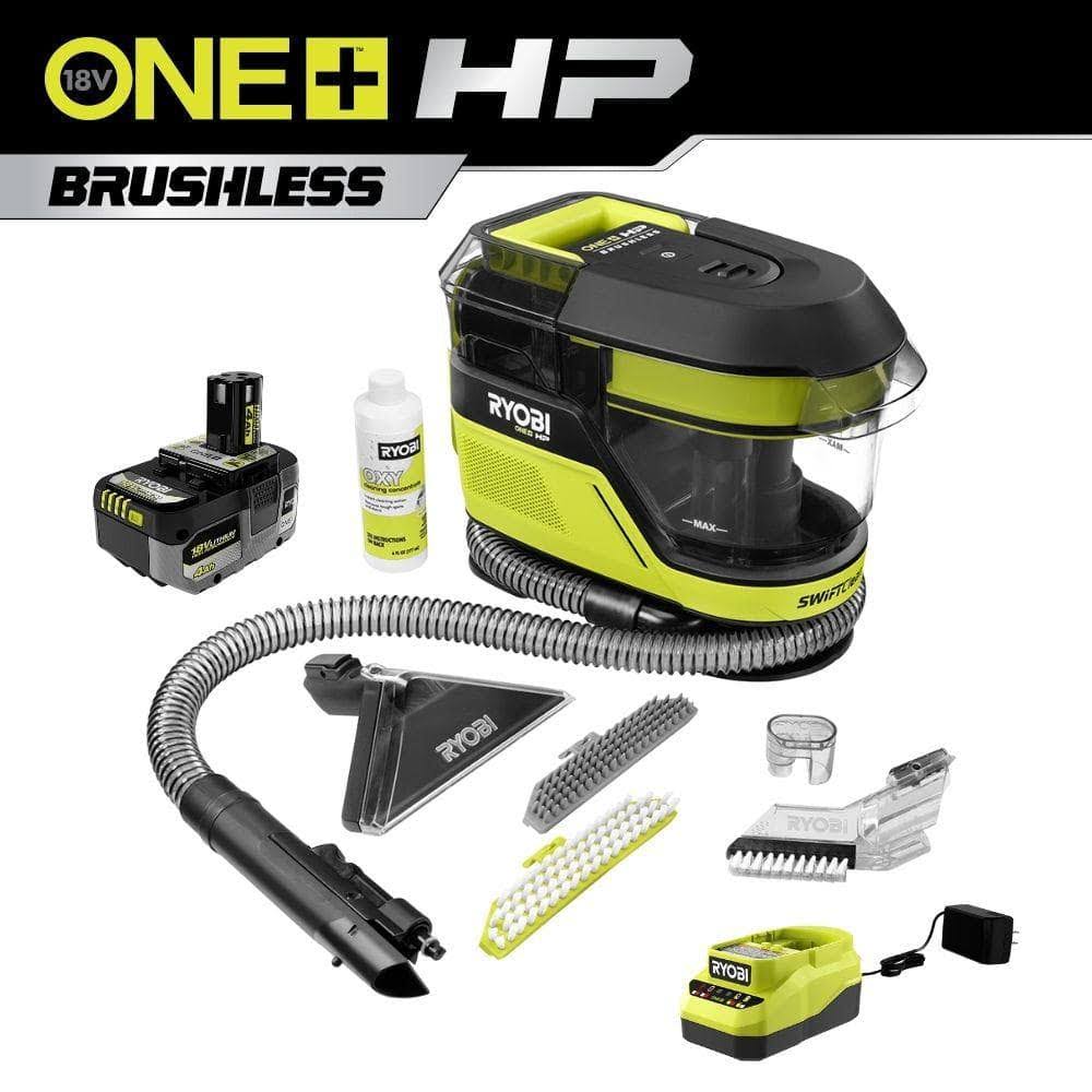 Ryobi ONE+ HP 18V Brushless Cordless SWIFTClean Mid-Size Spot Cleaner with 4.0 Ah Battery and Charger