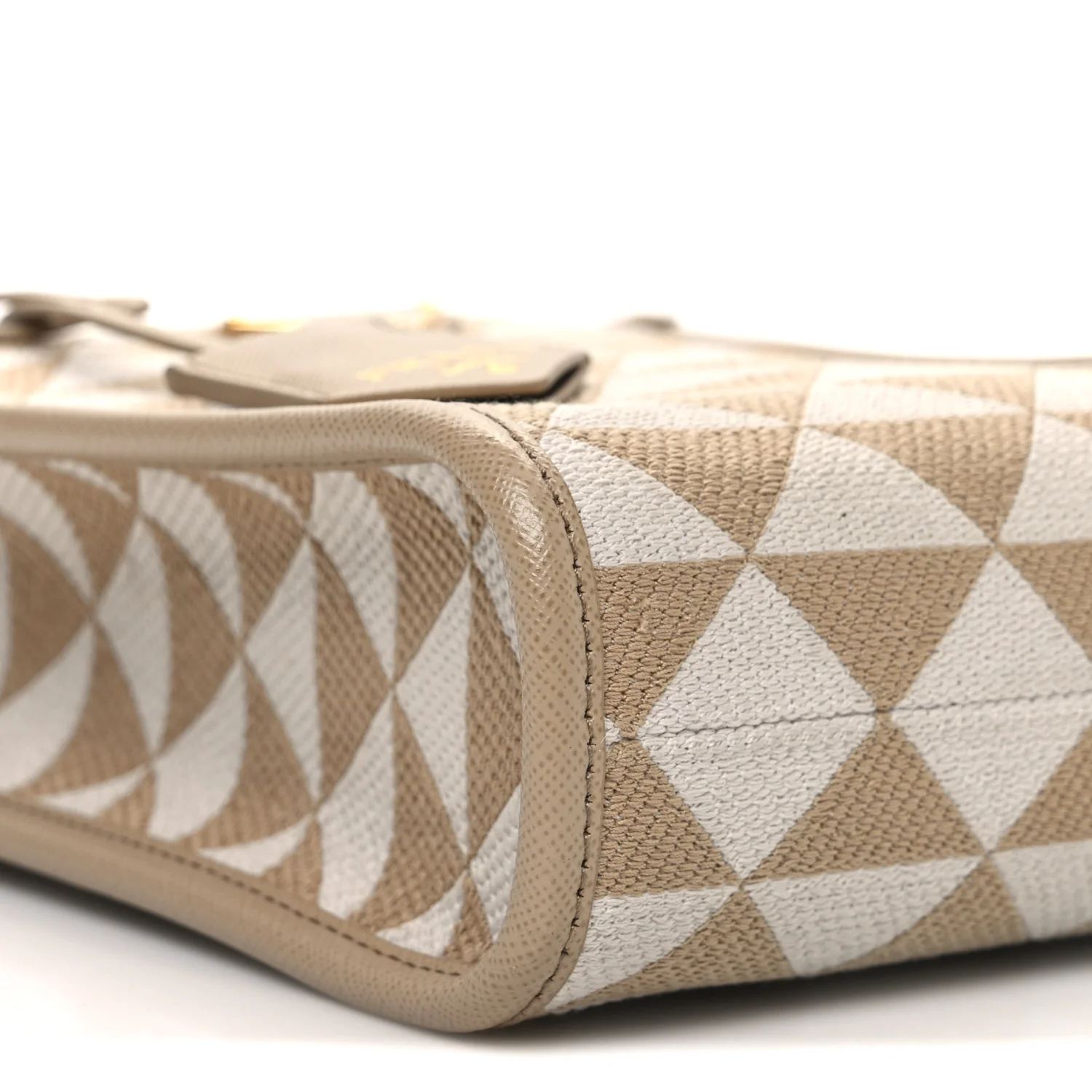 Jacquard Saffiano Triangolo Symbole Embroidered Micro Tote Corda Talco