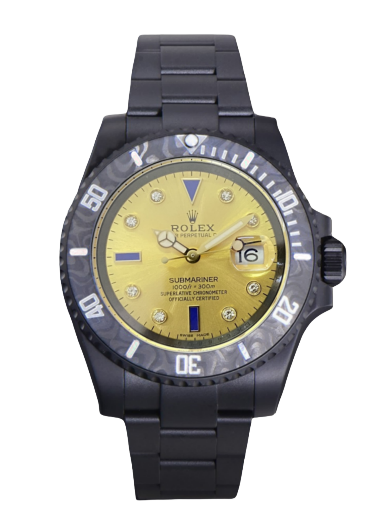 Rolex Submariner Diw 116610 PVD-DLC Stainless Steel Carbon Fiber Bezel Champagne Dial