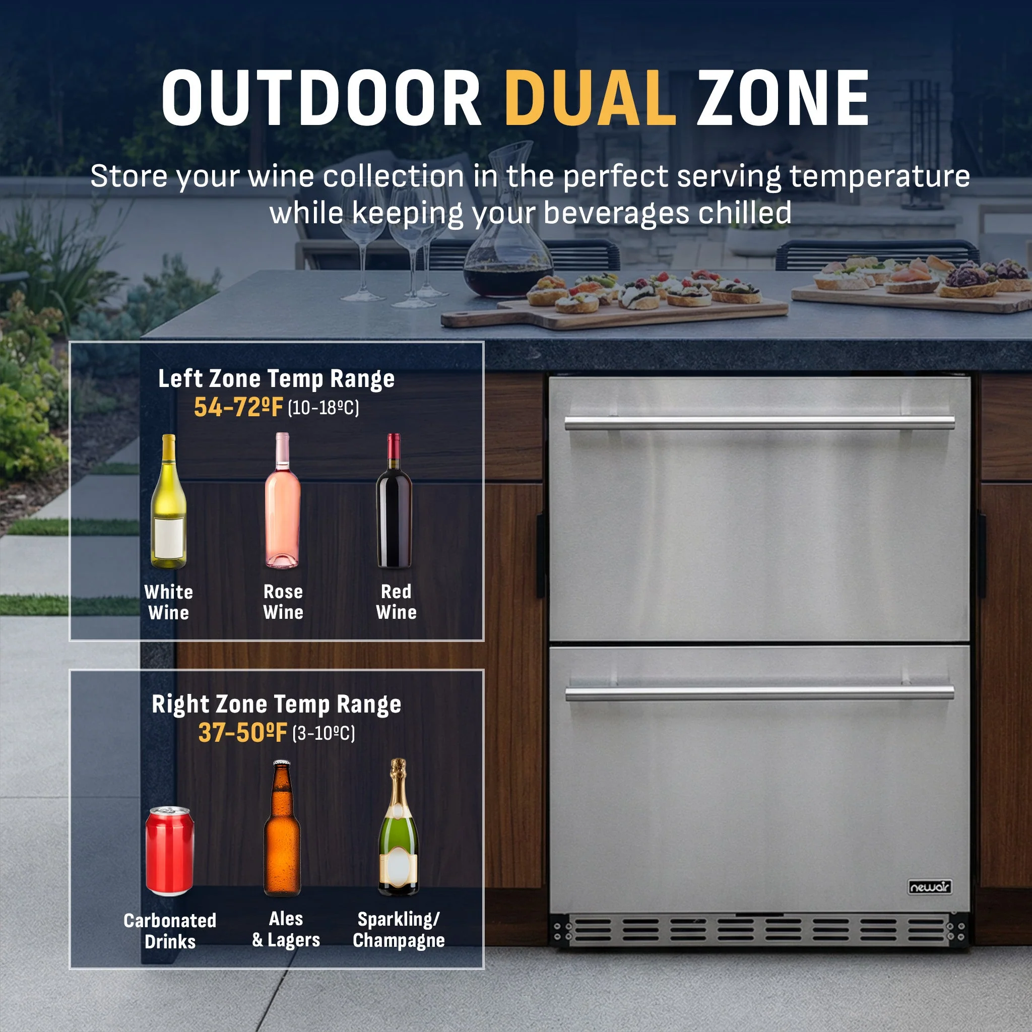 Newair 80-can and 20-bottle Built-In/Freestanding Beverage Fridge - 24