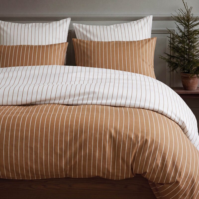 Soft sengesett 220x220 cm karamell/offwhite