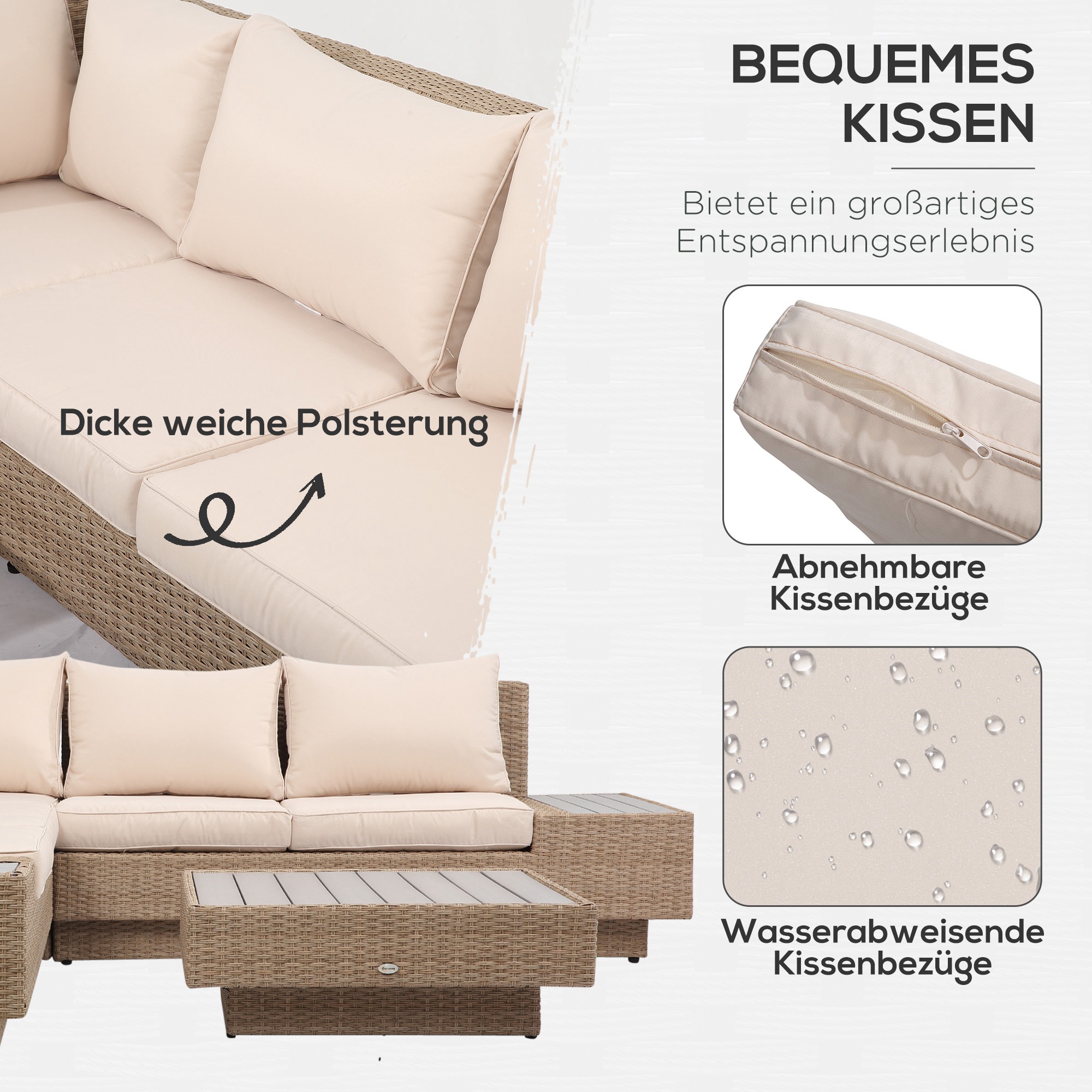poly-rotan tuinmeubelen 4-delige loungeset zitgroep set met aflegvlakken