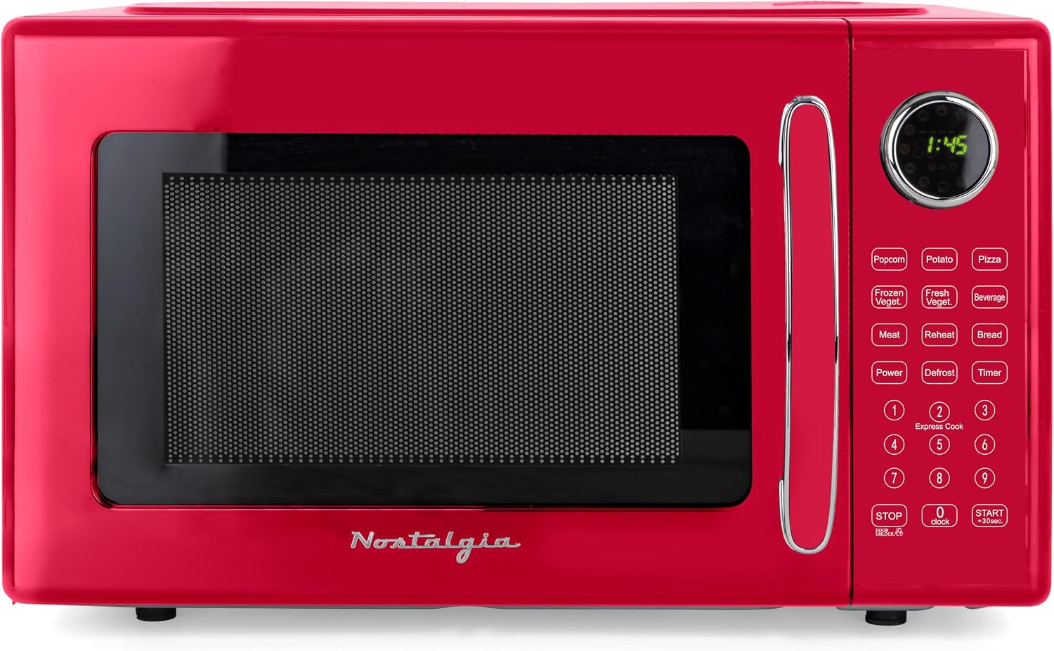 Nostalgia Retro Microwave - Countertop Microwave Oven - Includes 12 Pre-Programmed Settings and Digital Clock - 0.9 CU Ft- 800 Watts - Yellow
