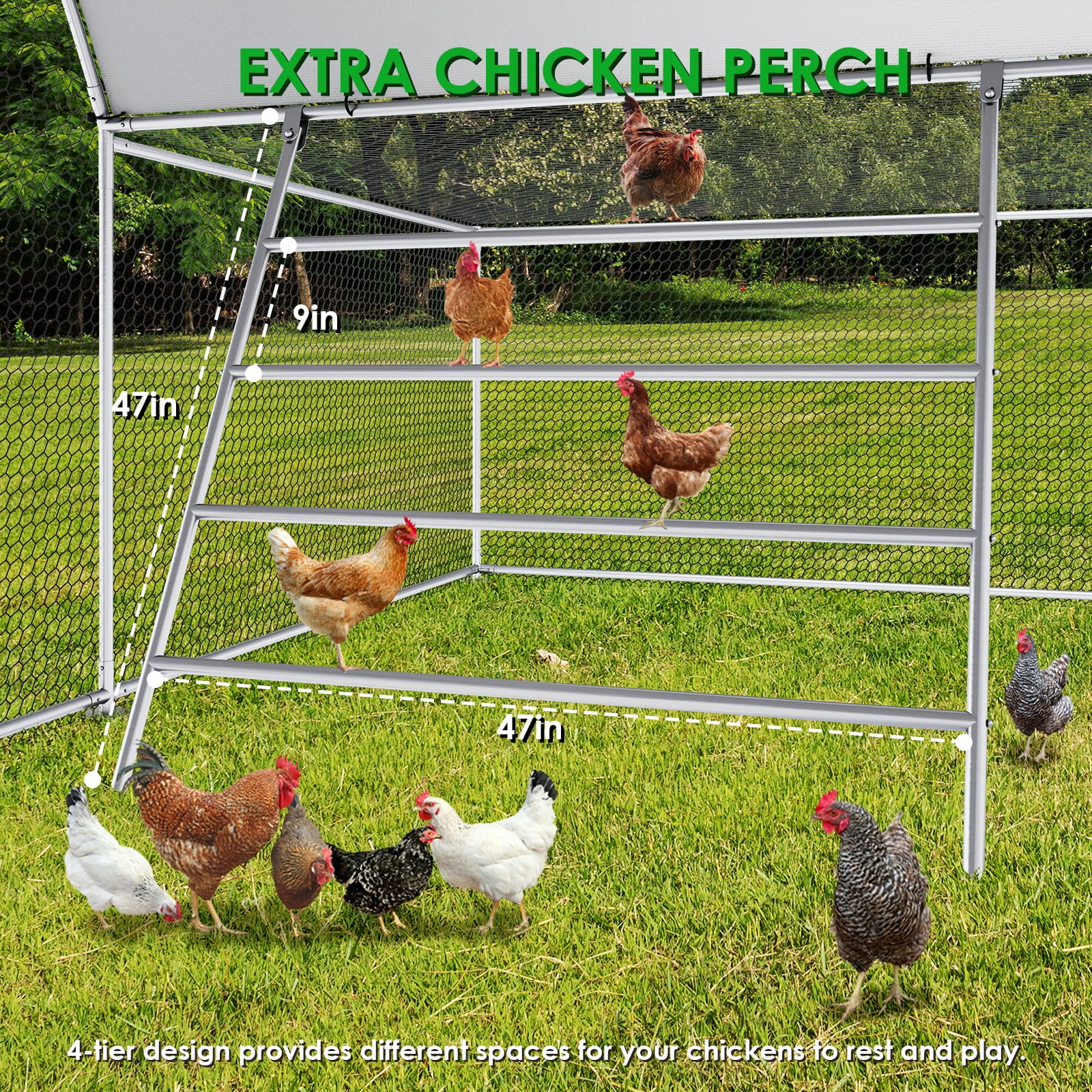 Arlopu Large Metal Chicken Coop, 23FT Walk - in Poultry Cage Chicken Playpen Hen House Rabbits Habitat Cage with Waterproof Cover