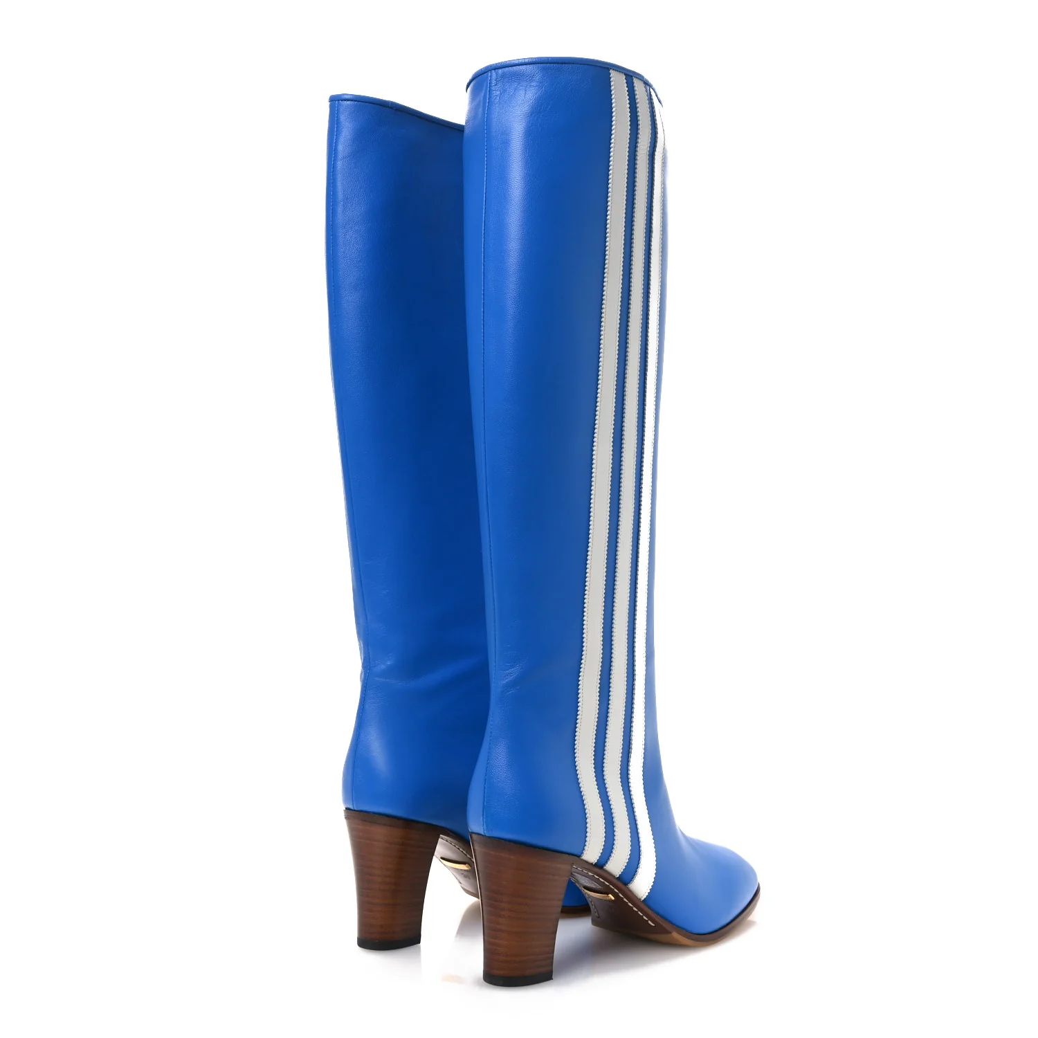 X ADIDAS Calfskin Elizabeth Knee Boots 39 Blue