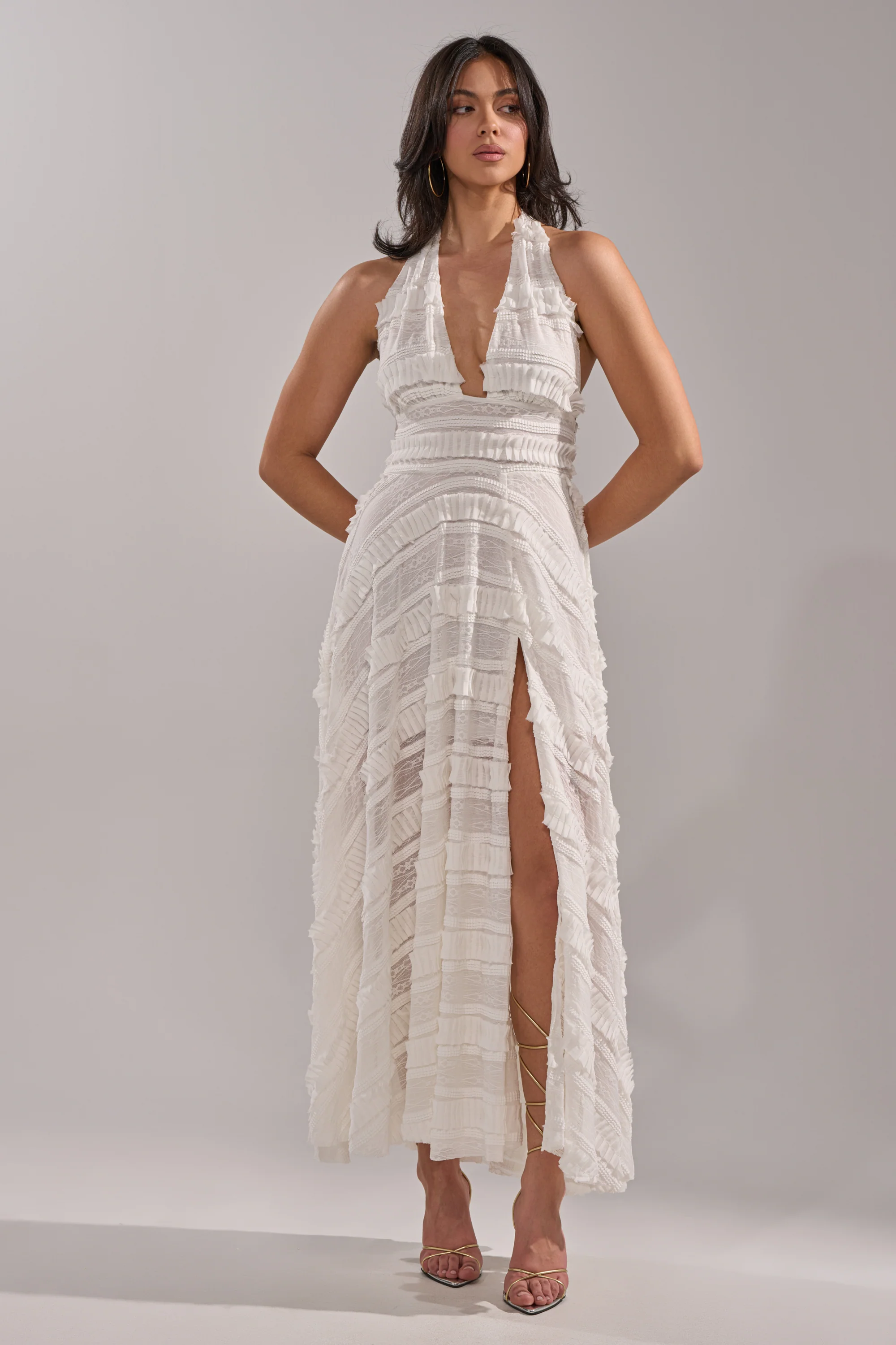SITTING PRETTY WHITE WOVEN MAXI DRESS - Akira Store