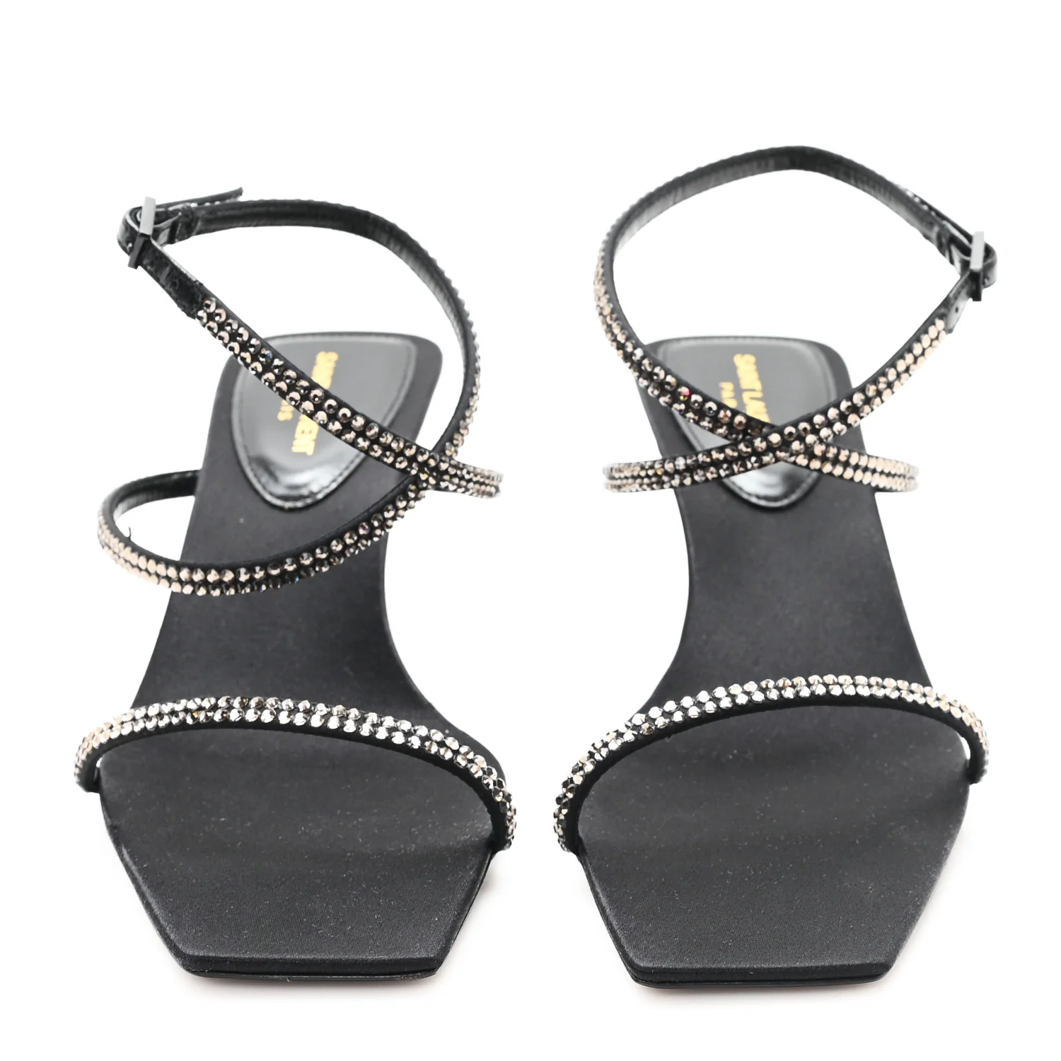 Crepe Satin Baliqua 55 Vett Ankle Strap Sandals 36.5 Black