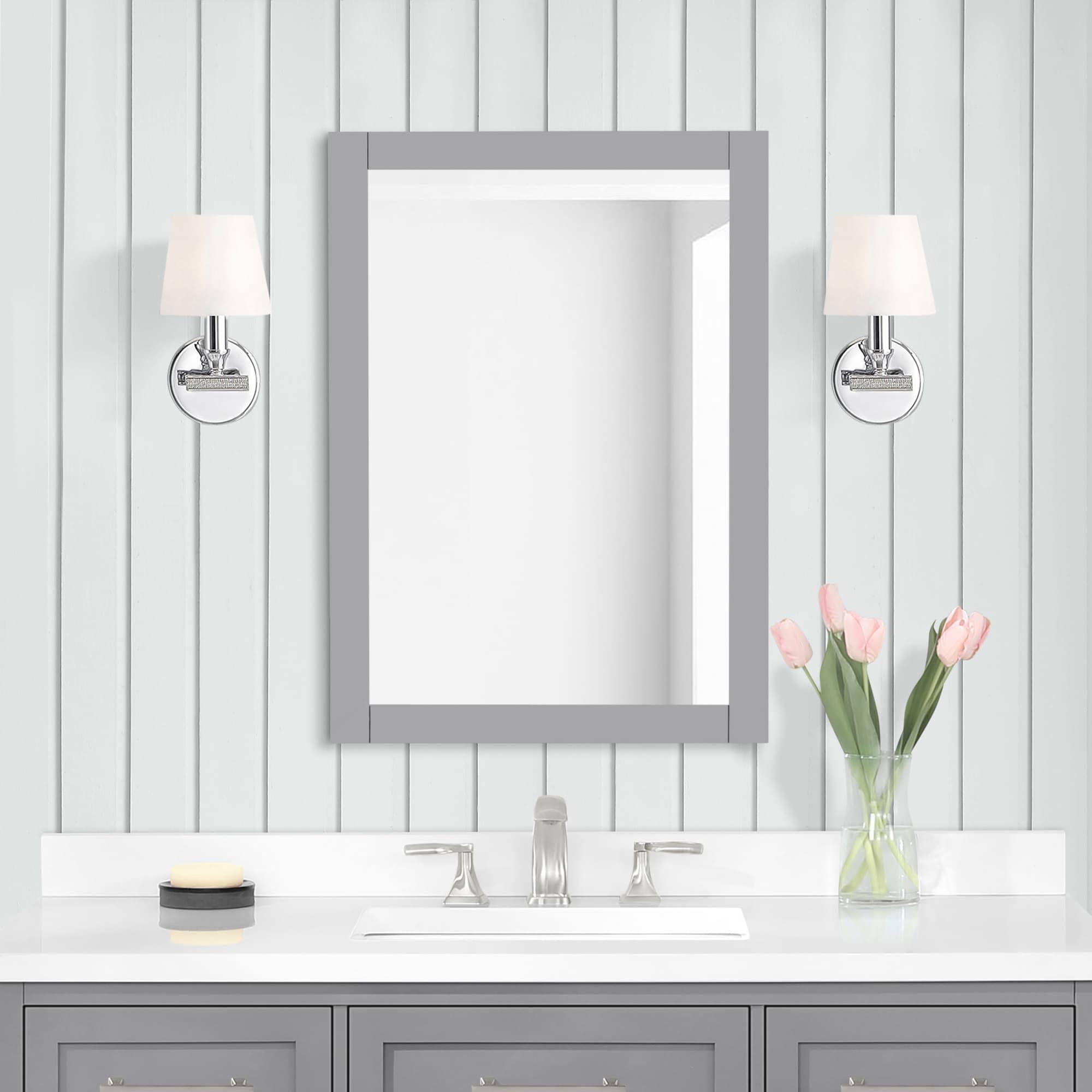 Allen + Roth Brinkhaven 20-in x 28-in American Gray Framed Bathroom Vanity Mirror | BRINKHAVEN-MR-AG