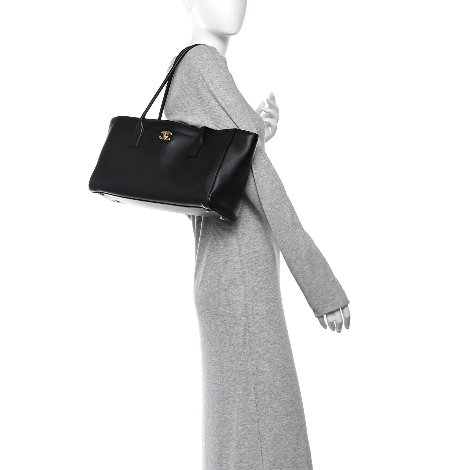 Calfskin Archetype Small Shopping Tote Black